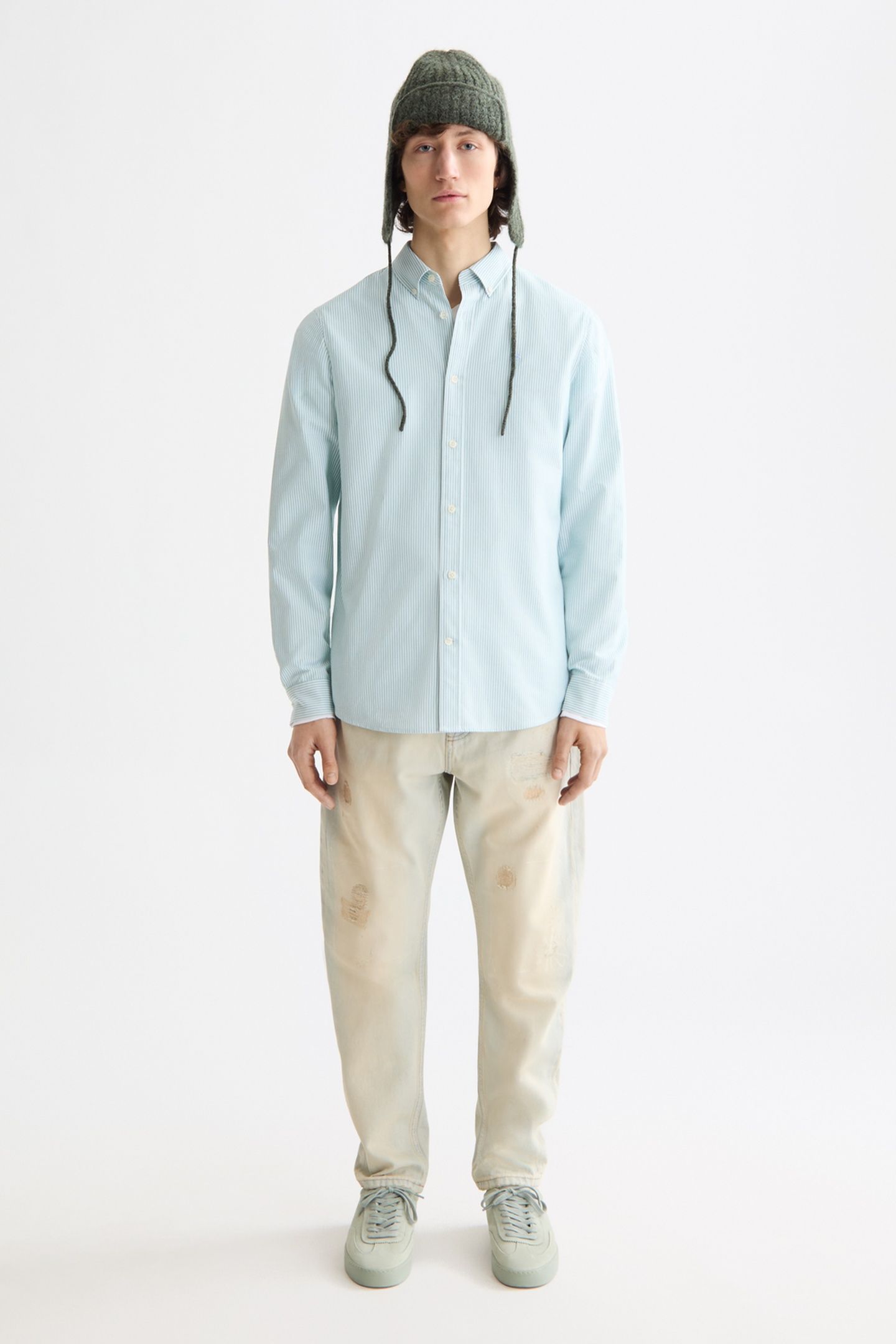 SEASONAL CORE - STRIPED REGULAR-FIT OXFORD SHIRT AGATE GREEN 2