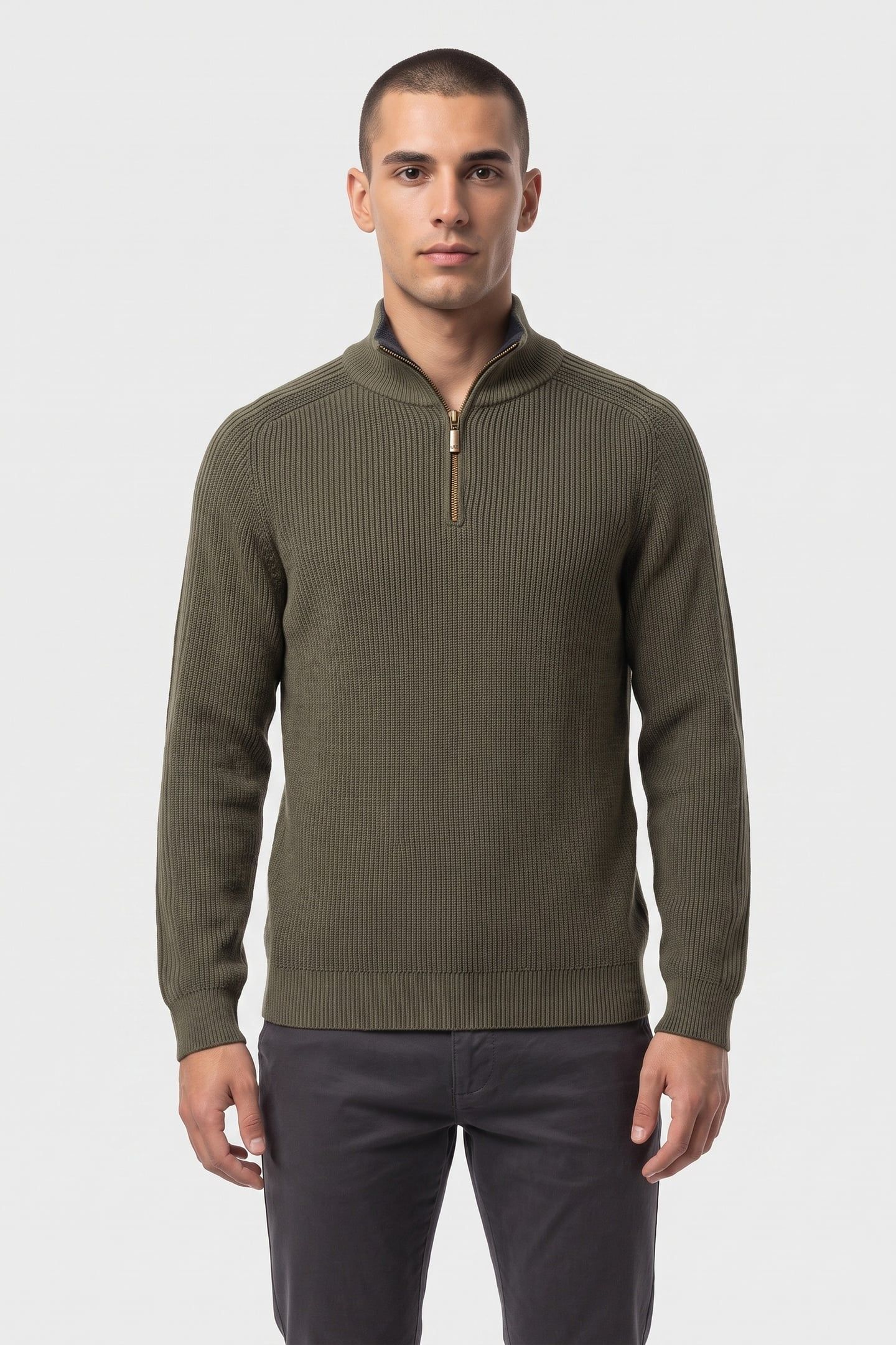 PENTIRE HALF ZIP KHAKI GREEN 1