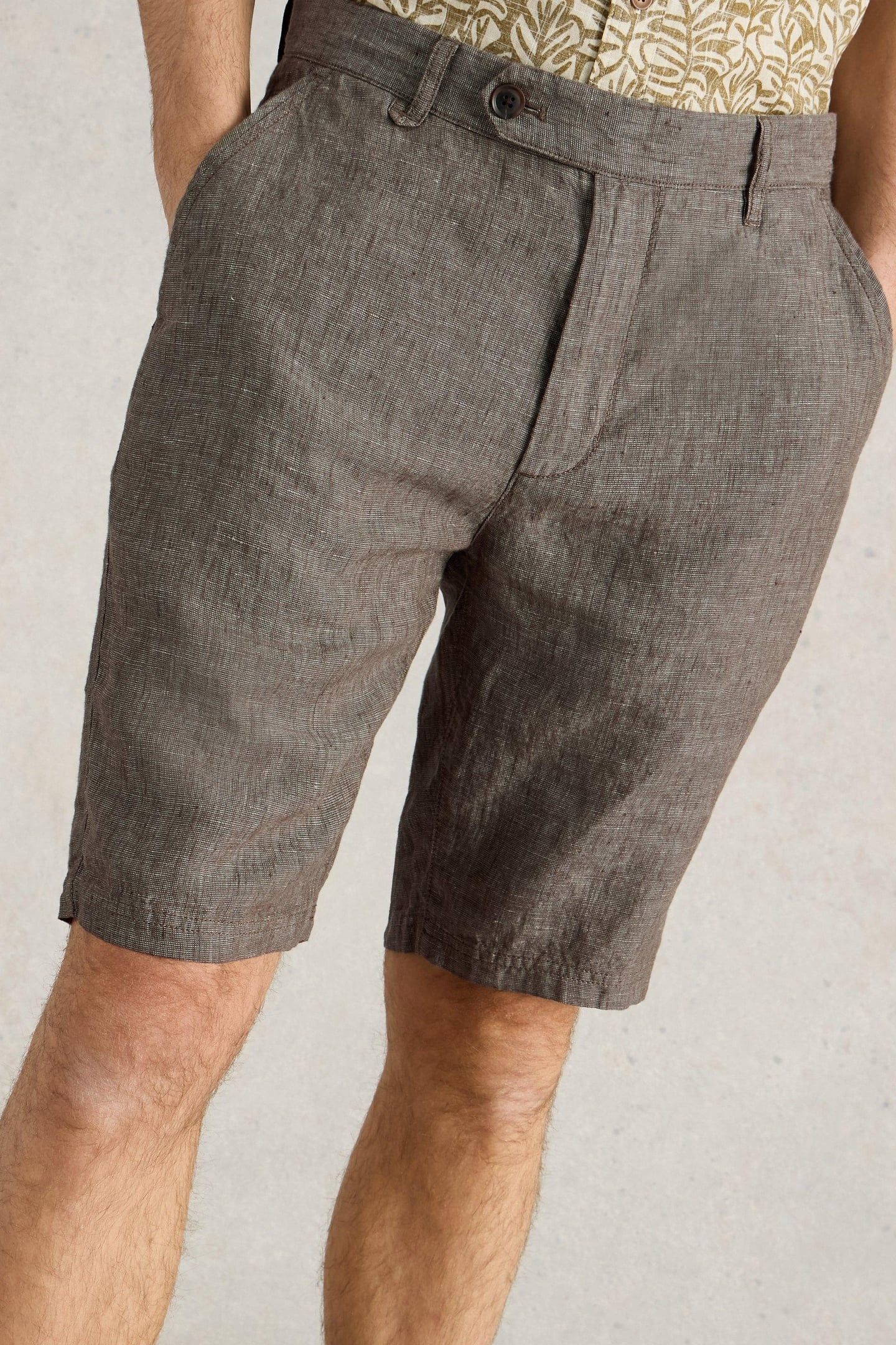 LINEN CHINO SHORT KHAKI GREEN 2