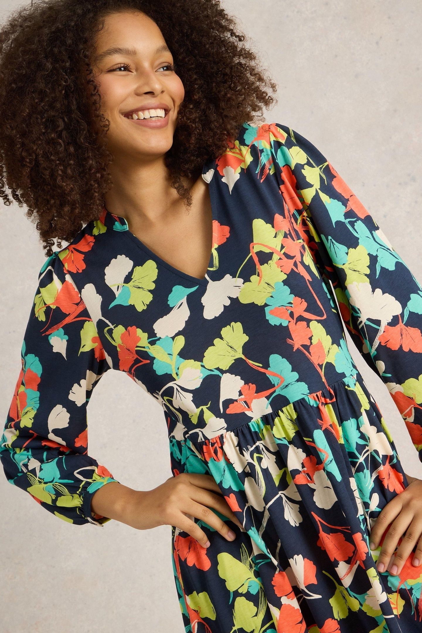 LEAH JERSEY DRESS NAVY MULTI 6