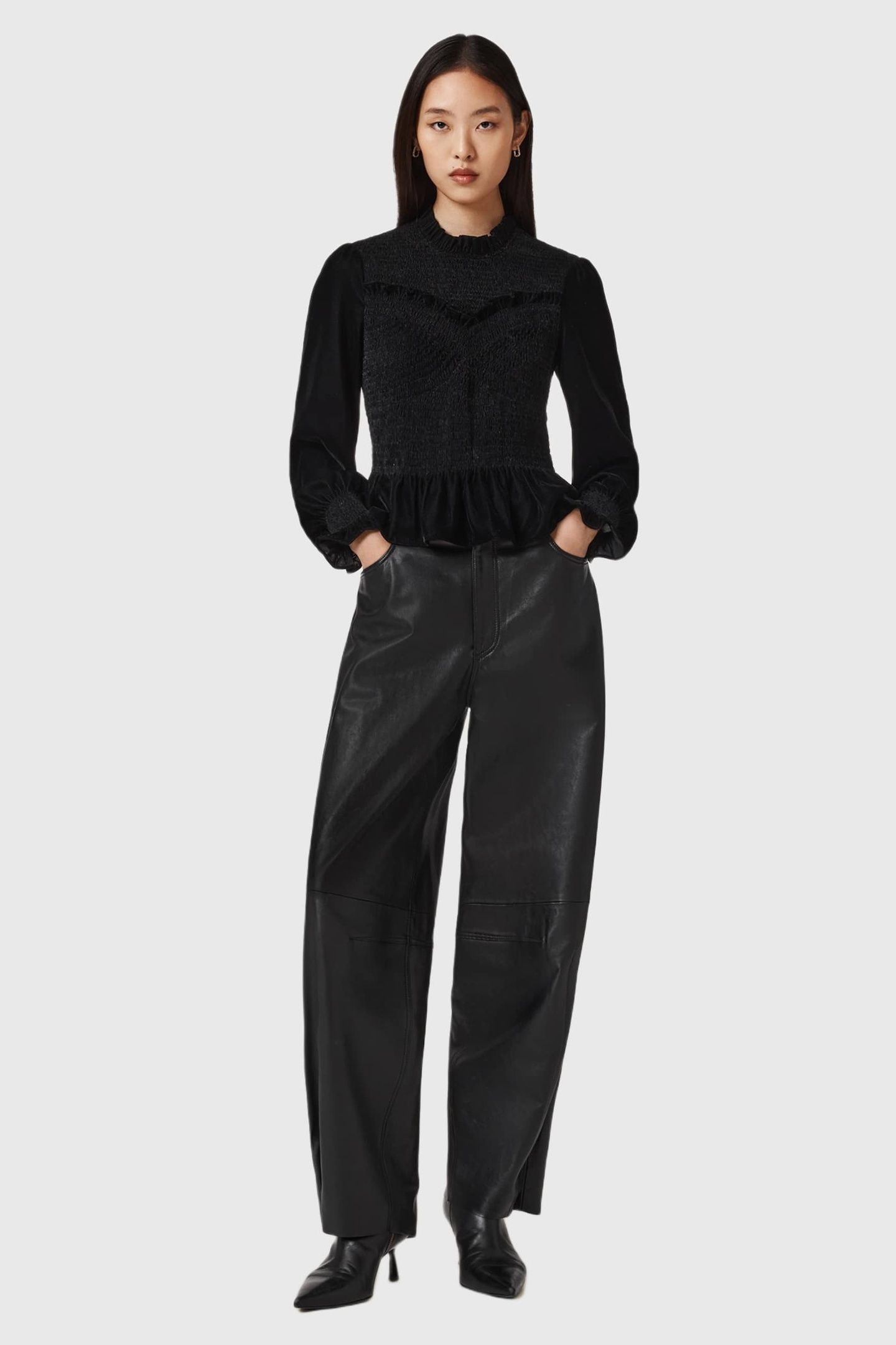JUNO SHIRRED TOP VELVET BLACK 2