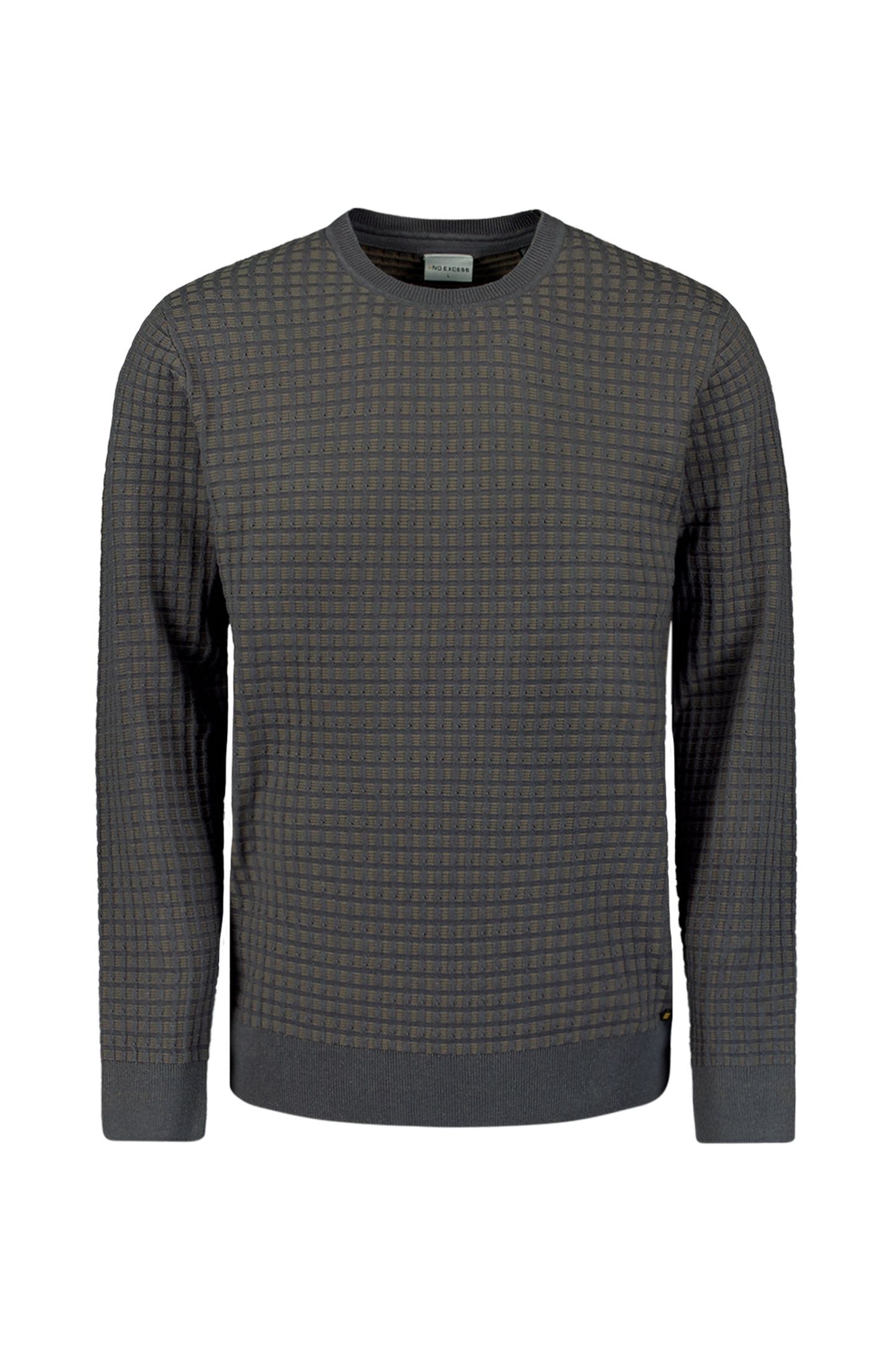 PULLOVER CREWNECK SQUARE KNIT DARK GREY 1
