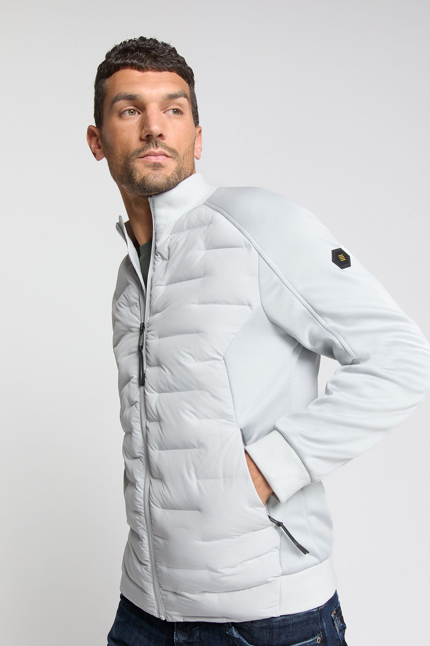 JACKET SHORT FIT SEALED KNITTED MIX CHALK 4