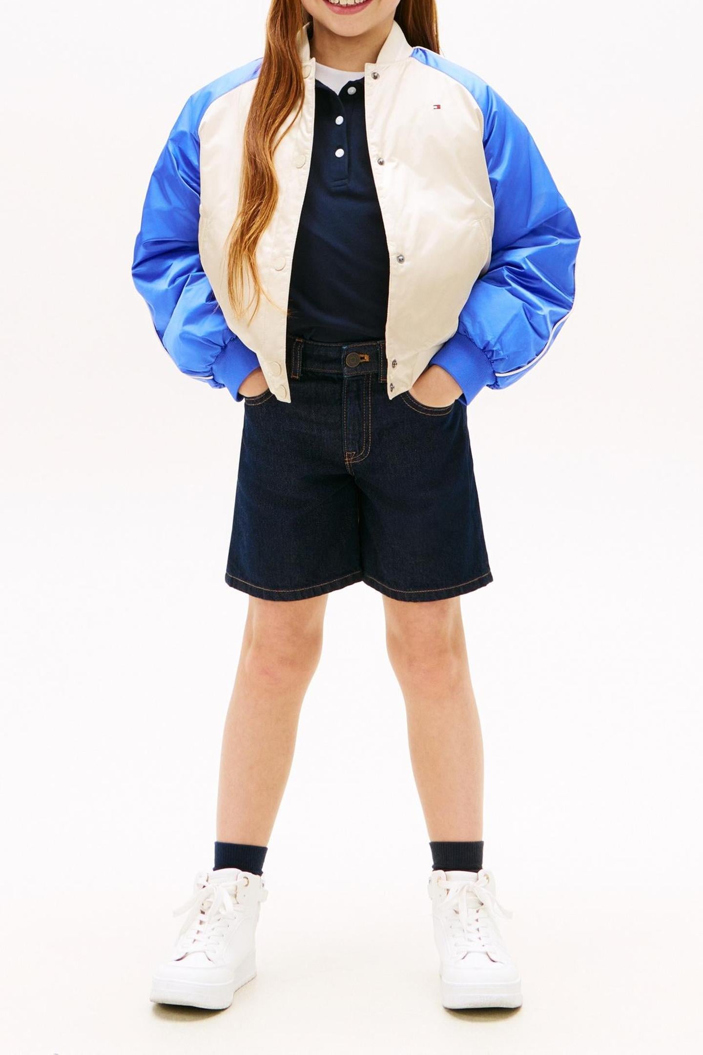 GIRLS BOMBER VARISTY CLASSIC BEIGE/EMPIRE BLUE 1