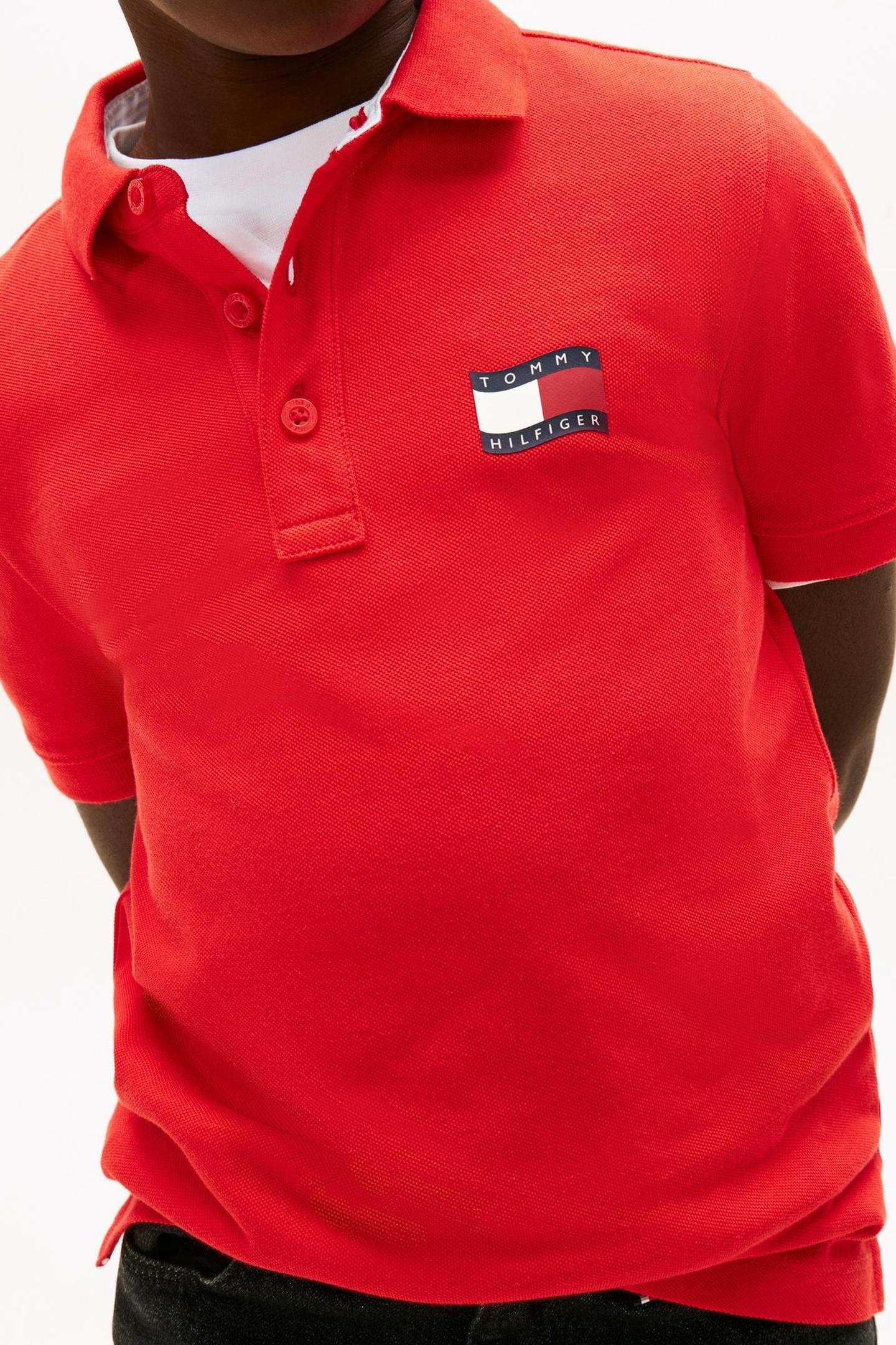BOYS WAVY FLAG POLO RAPID RED 5