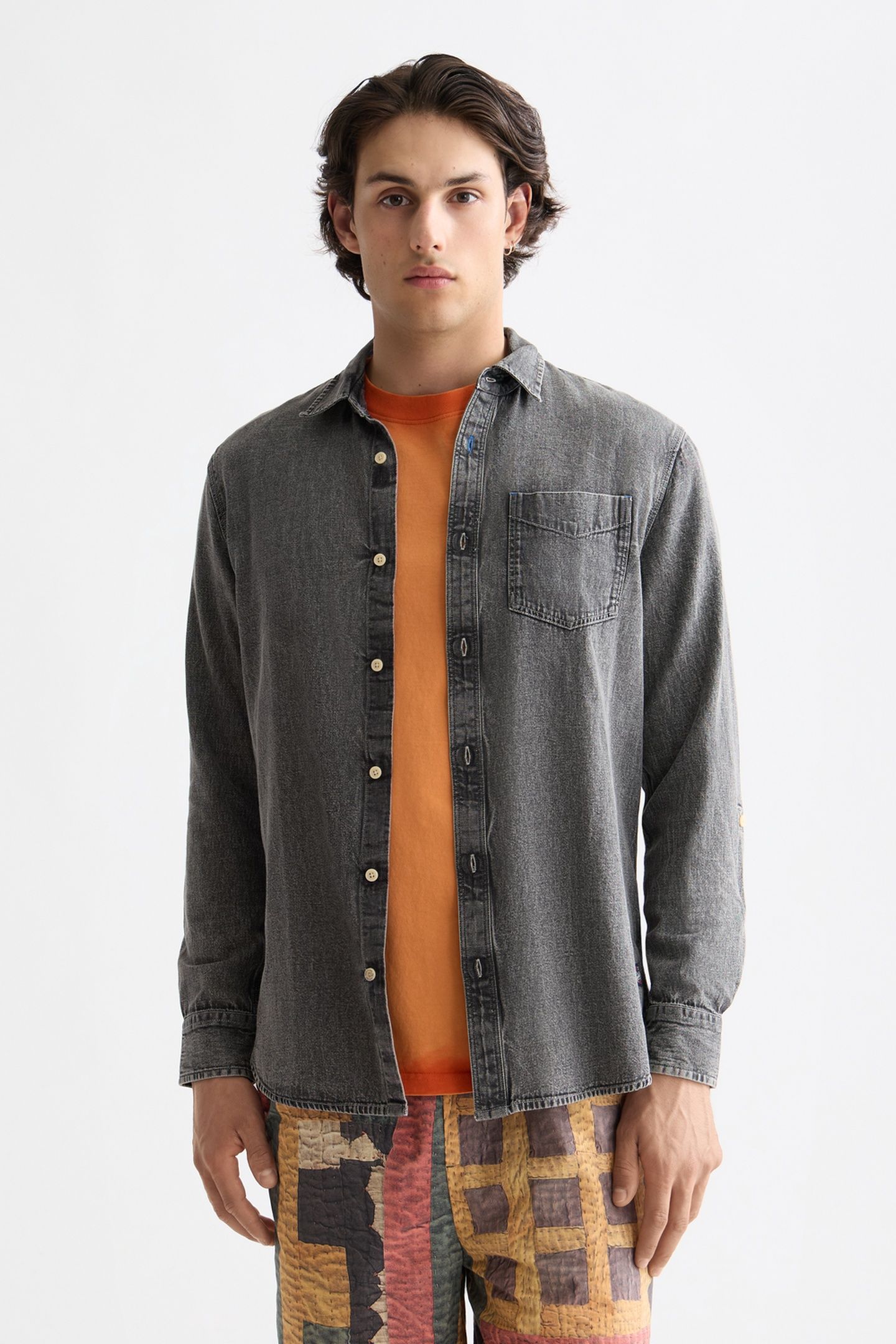 WASHED 1 POCKET BLACK DENIM SHIRT BLACK SPARK 1
