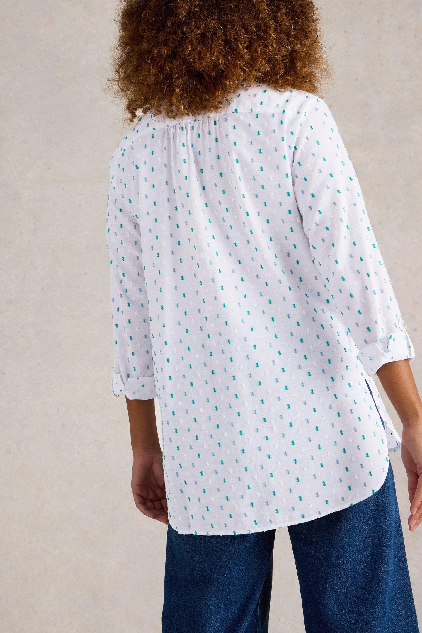 SOPHIE LONGLINE COTTON SHIRT IVORY MULTI 3