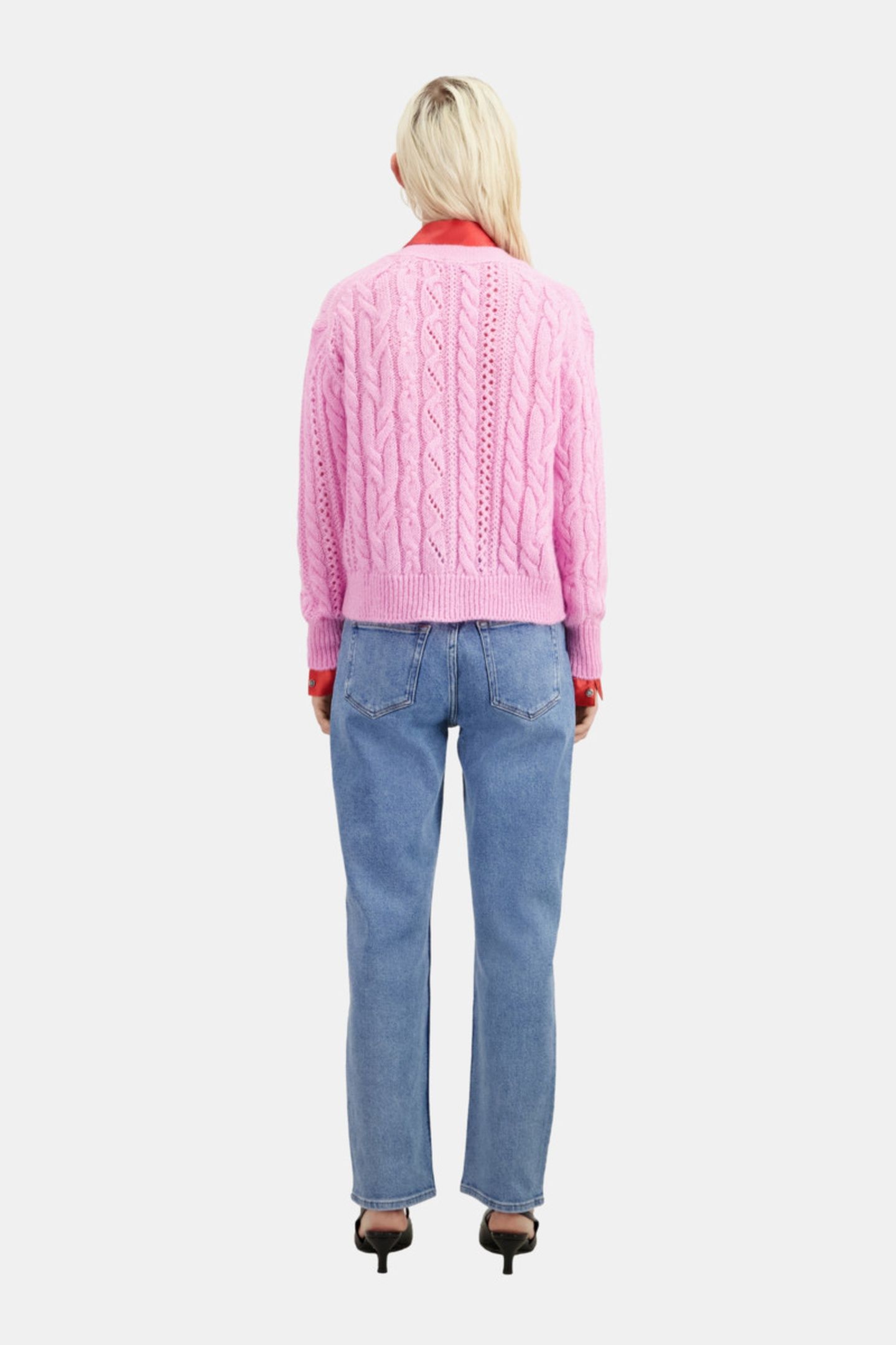 TWISTED BUTTON CARDIGAN PINK 4