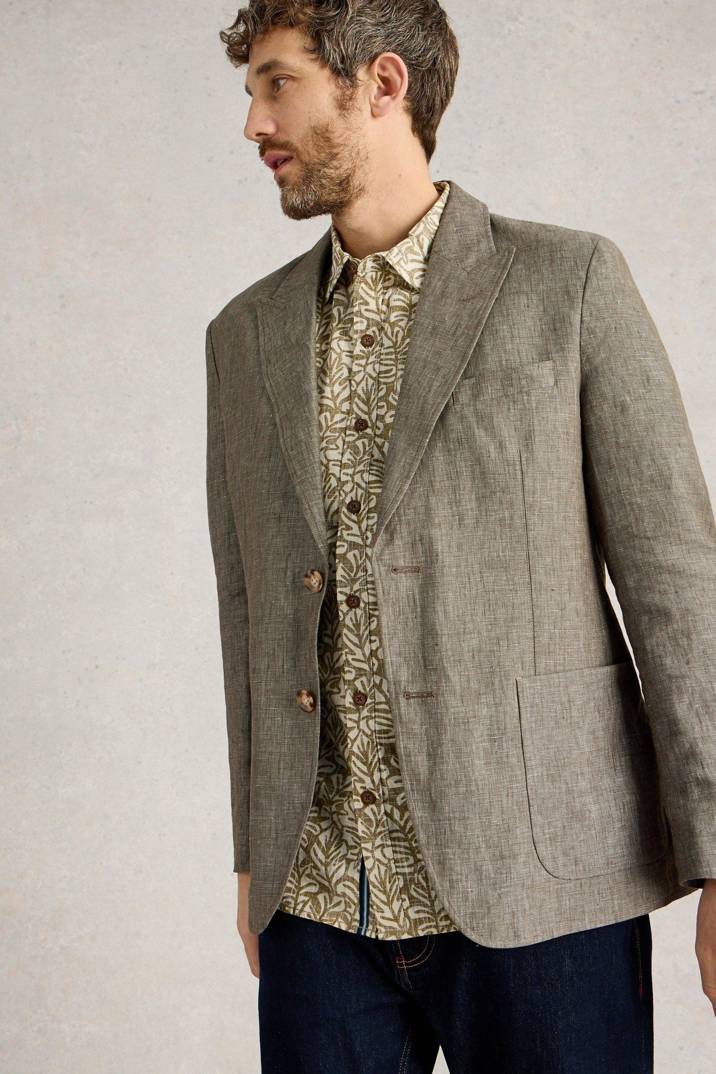PEAK LEPAL LINEN BLAZER KHAKI GREEN 2