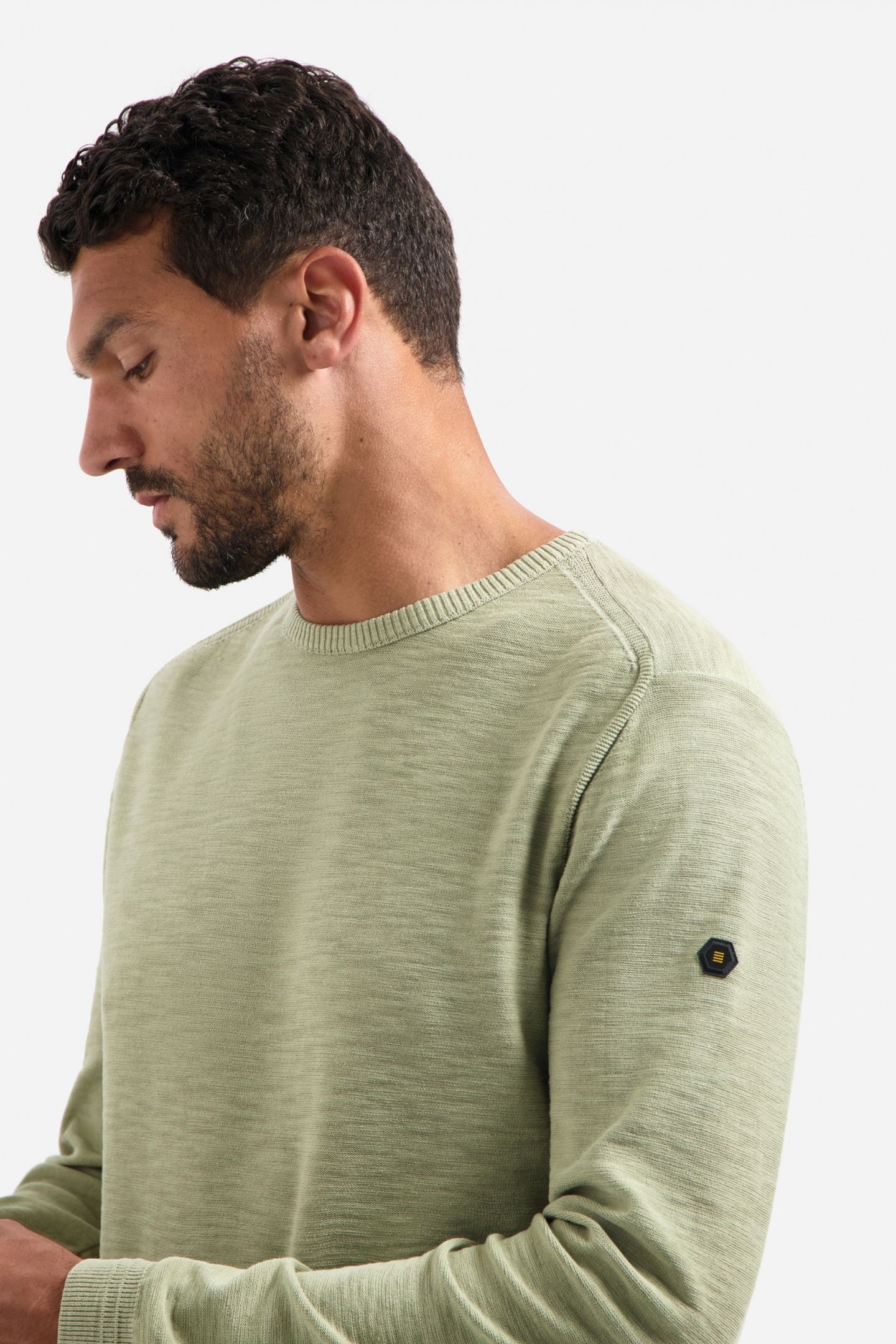PULLOVER CREWNECK GARMENT DYED + STONE WASHED LIGHT MOSS 6