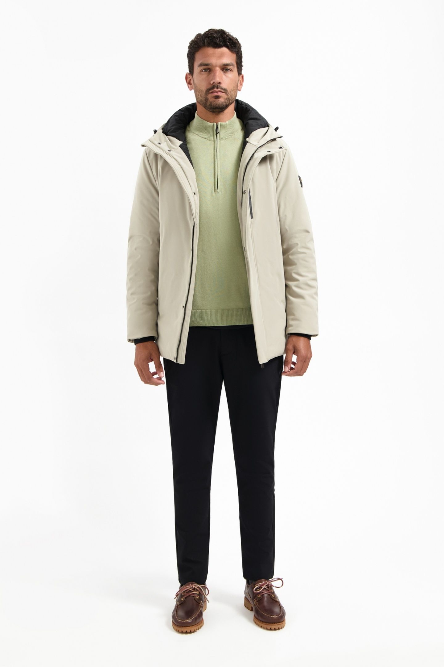 PULLOVER HALF ZIP HIGH COLLAR SOLID LIGHT MOSS 3