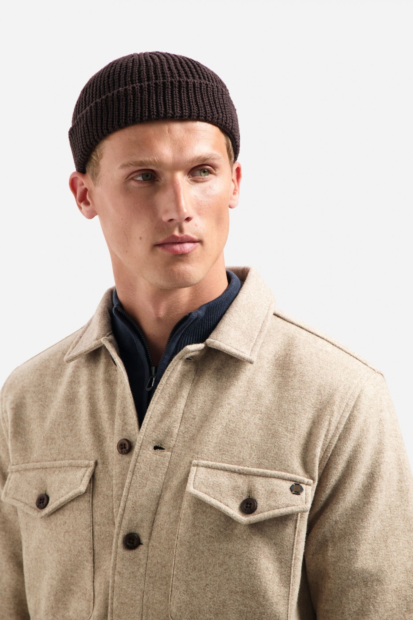 OVERSHIRT BUTTON CLOSURE MELANGE KHAKI 6