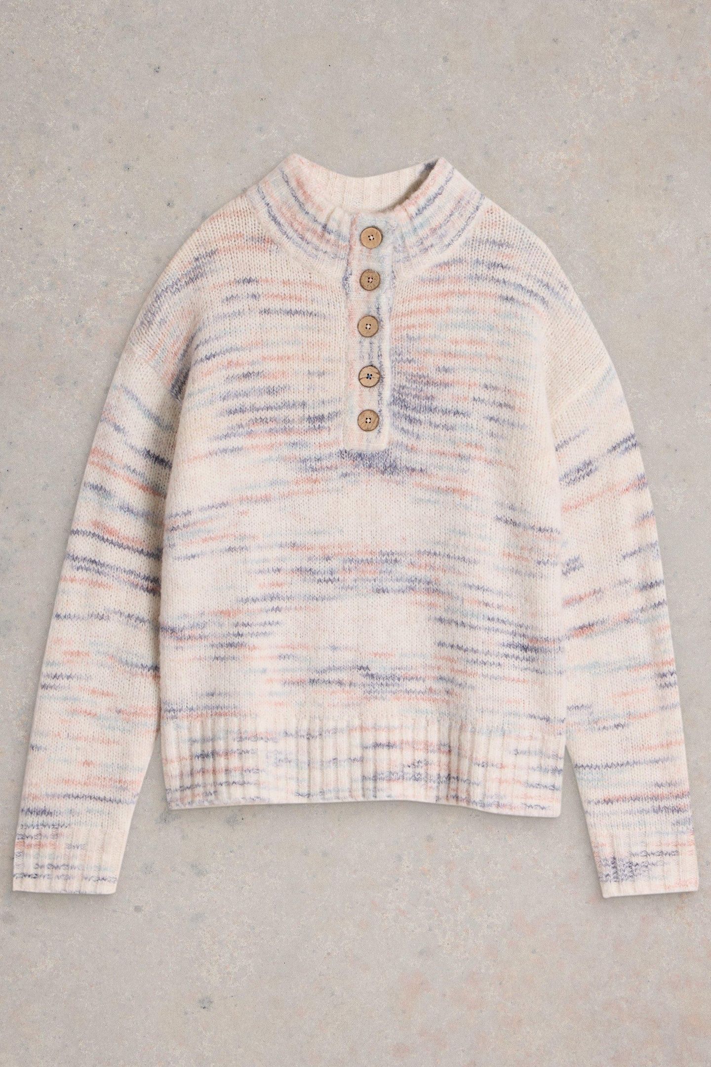 BELLA BUTTON JUMPER IVORY MULTI 3