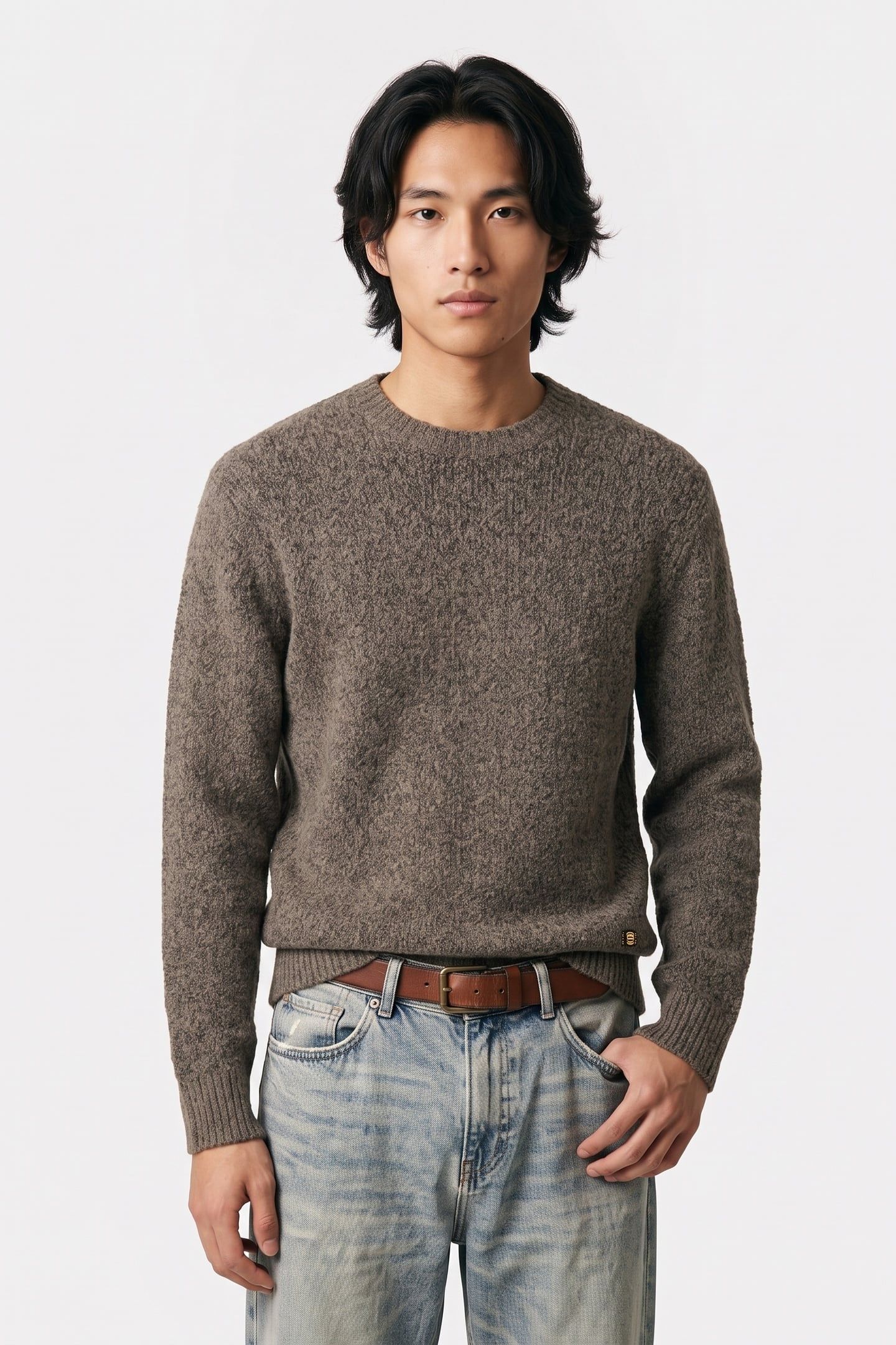 PULLOVER CREWNECK SOFT WOOLBLEND SAND 1