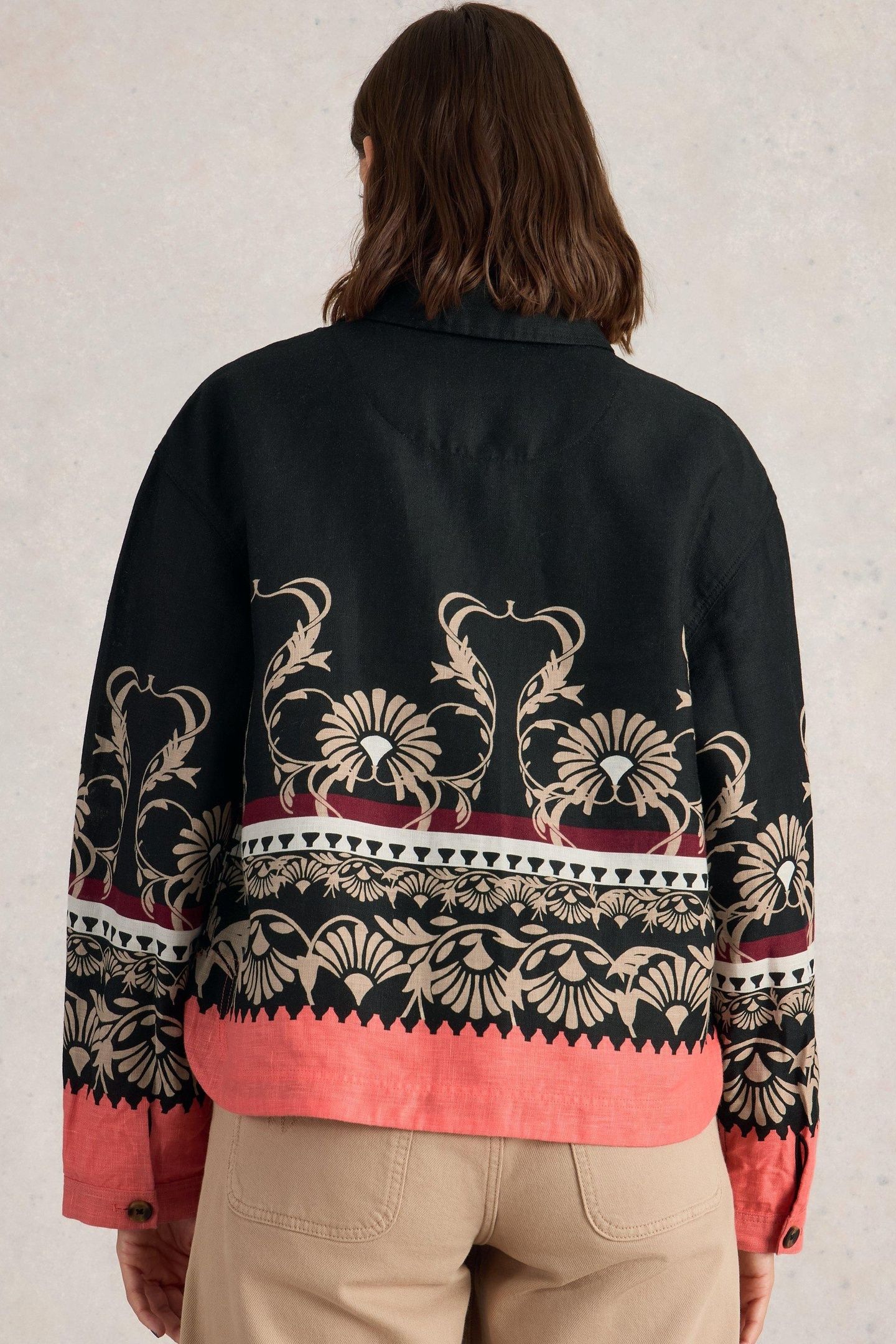 CARRIE LINEN JACKET BLACK PRINT 2