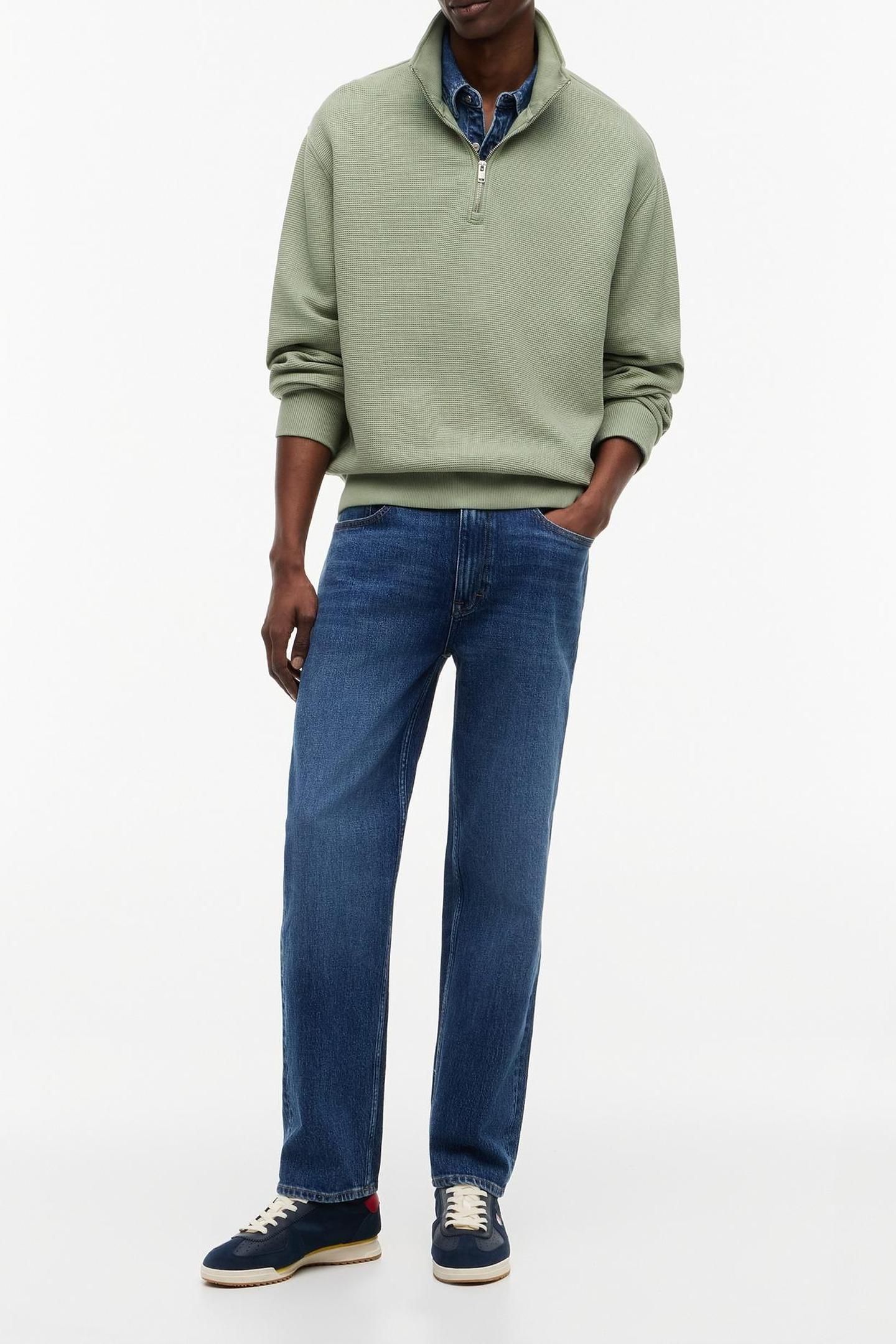 RELAXED WASHED WAFFLE KNIT SPRING OLIVE 3