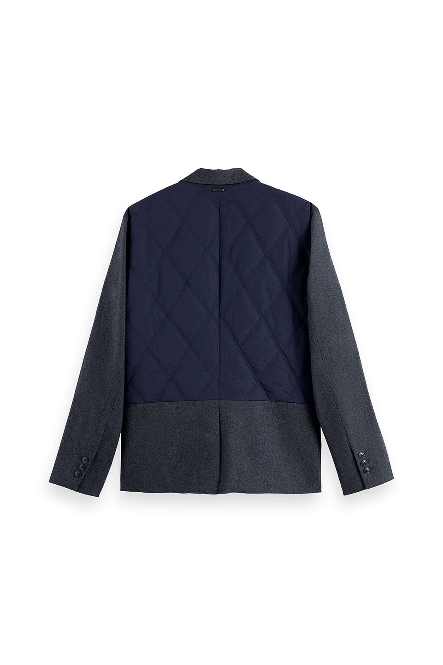 COLOURBLOCK LIGHTLY PADDED MIXED FABRICS BLAZER JACKET GREY 4