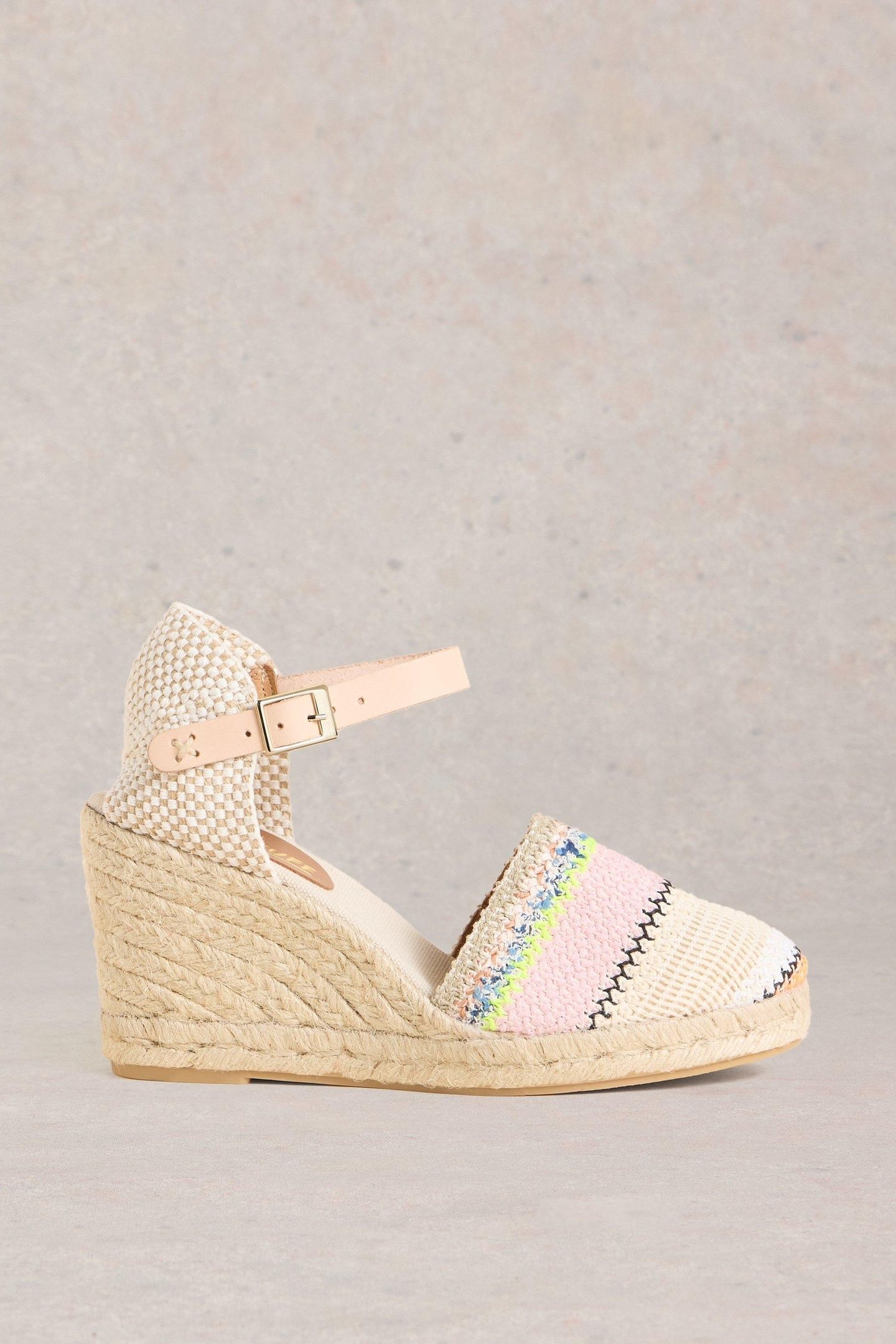 CROCHET ESPADRILLE WEDGE IVORY MULTI 1