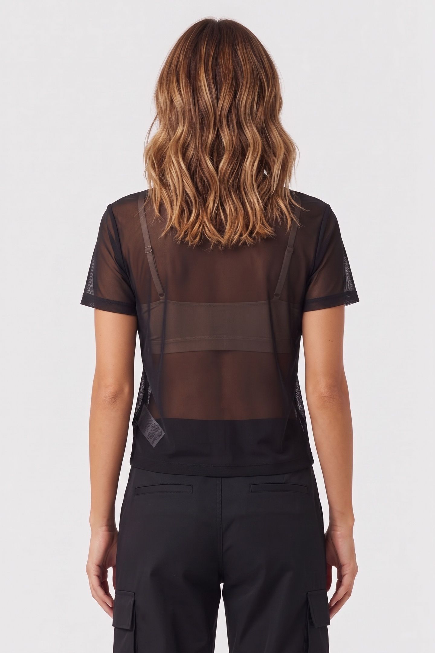 SHORT SLEEVE PRIDE MESH CREW NECK TOP BLACK 2