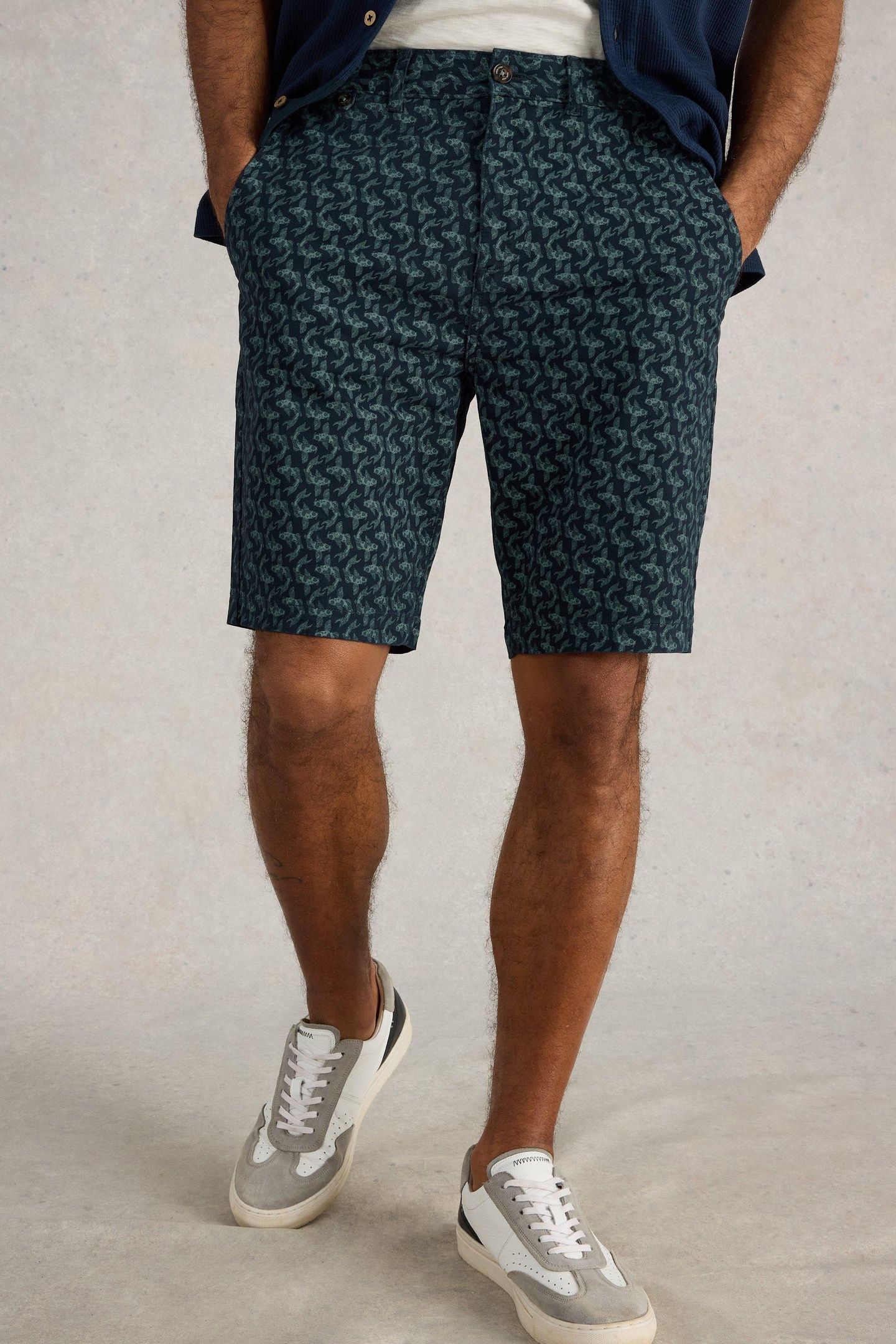 FISH PRINTED CHINO SHORT NAVY PRINT 1