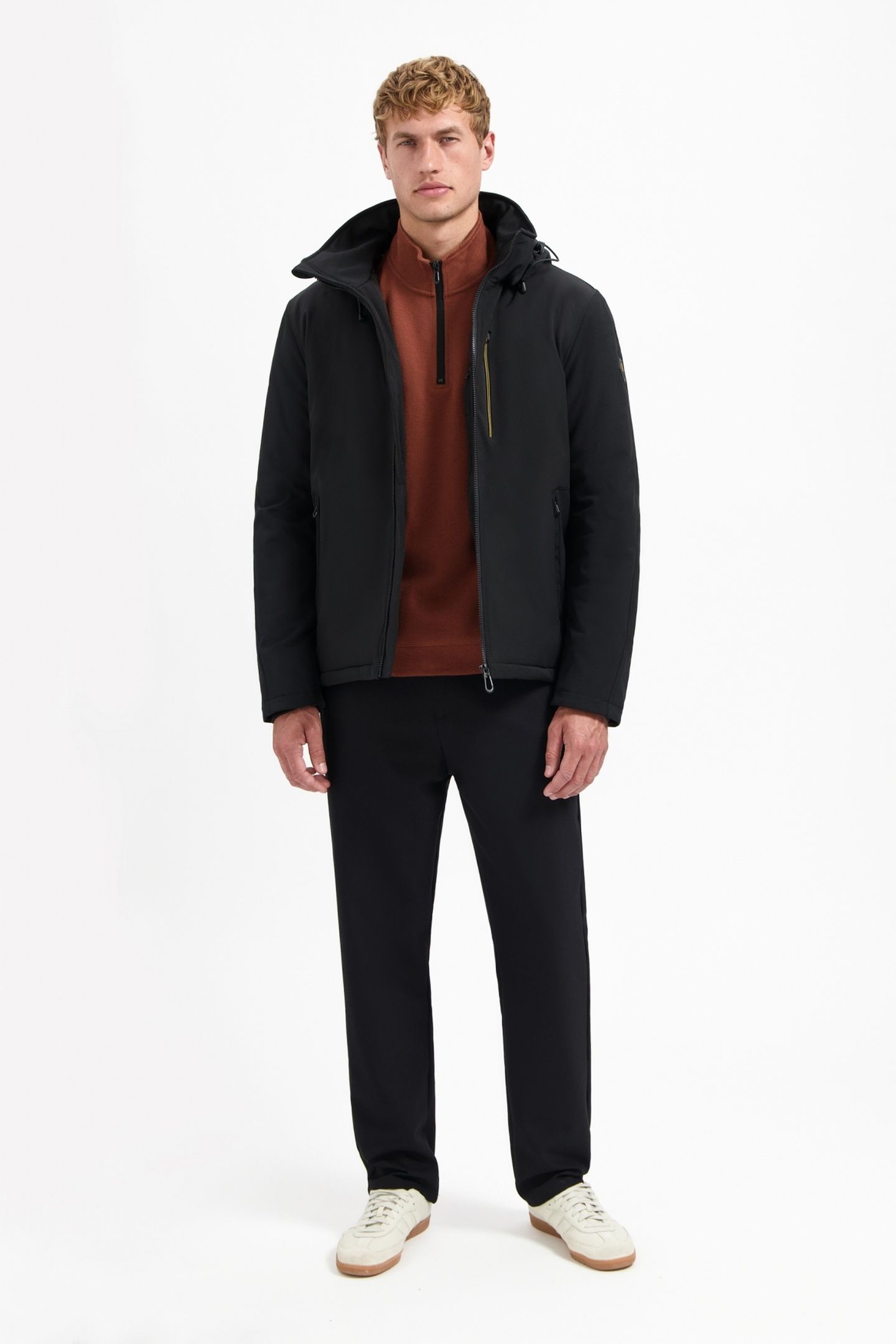 JACKET SHORT FIT HOODED SOFTSHELL STRETCH BLACK 1
