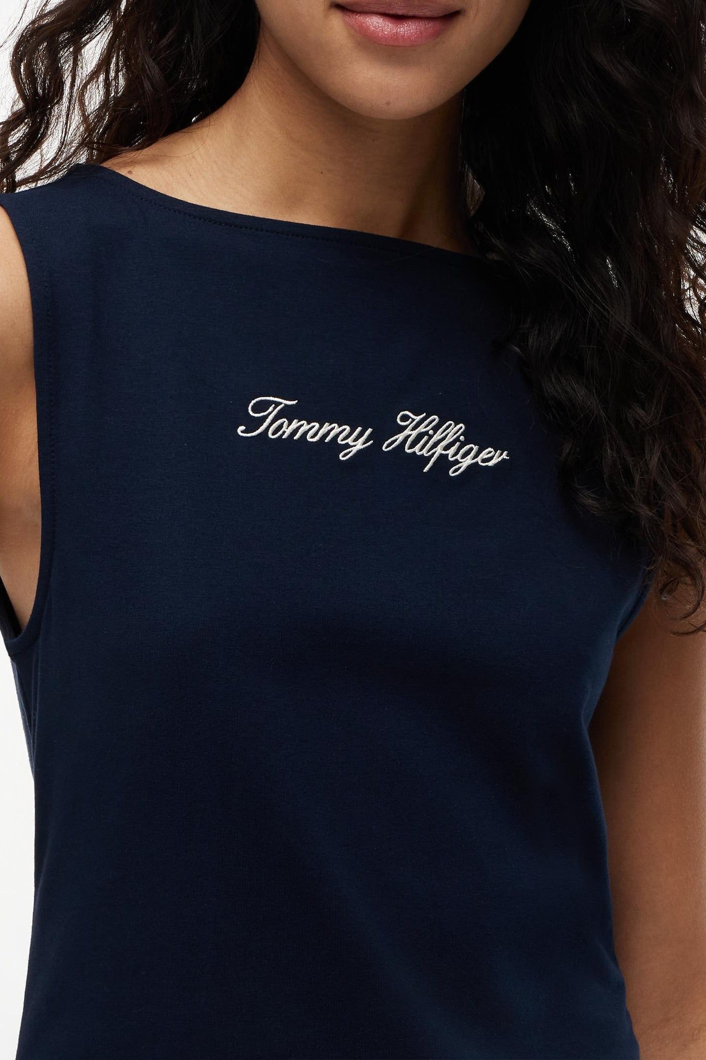 SLIM BOAT NECK TANK TOP DARK NIGHT NAVY 5