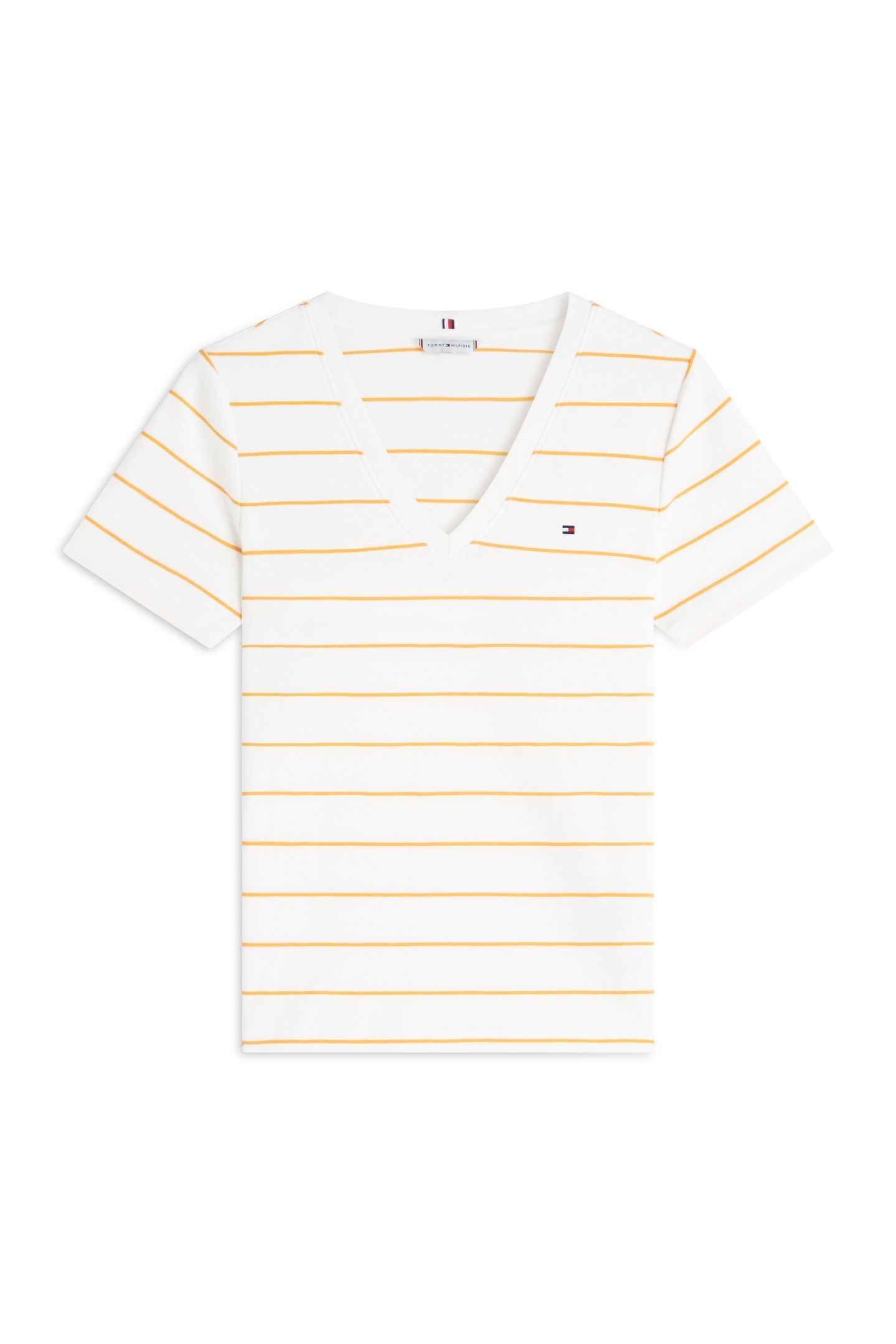 SLIM CODY V-NECK SS FINE ECRU/ORANGE FLASH 4