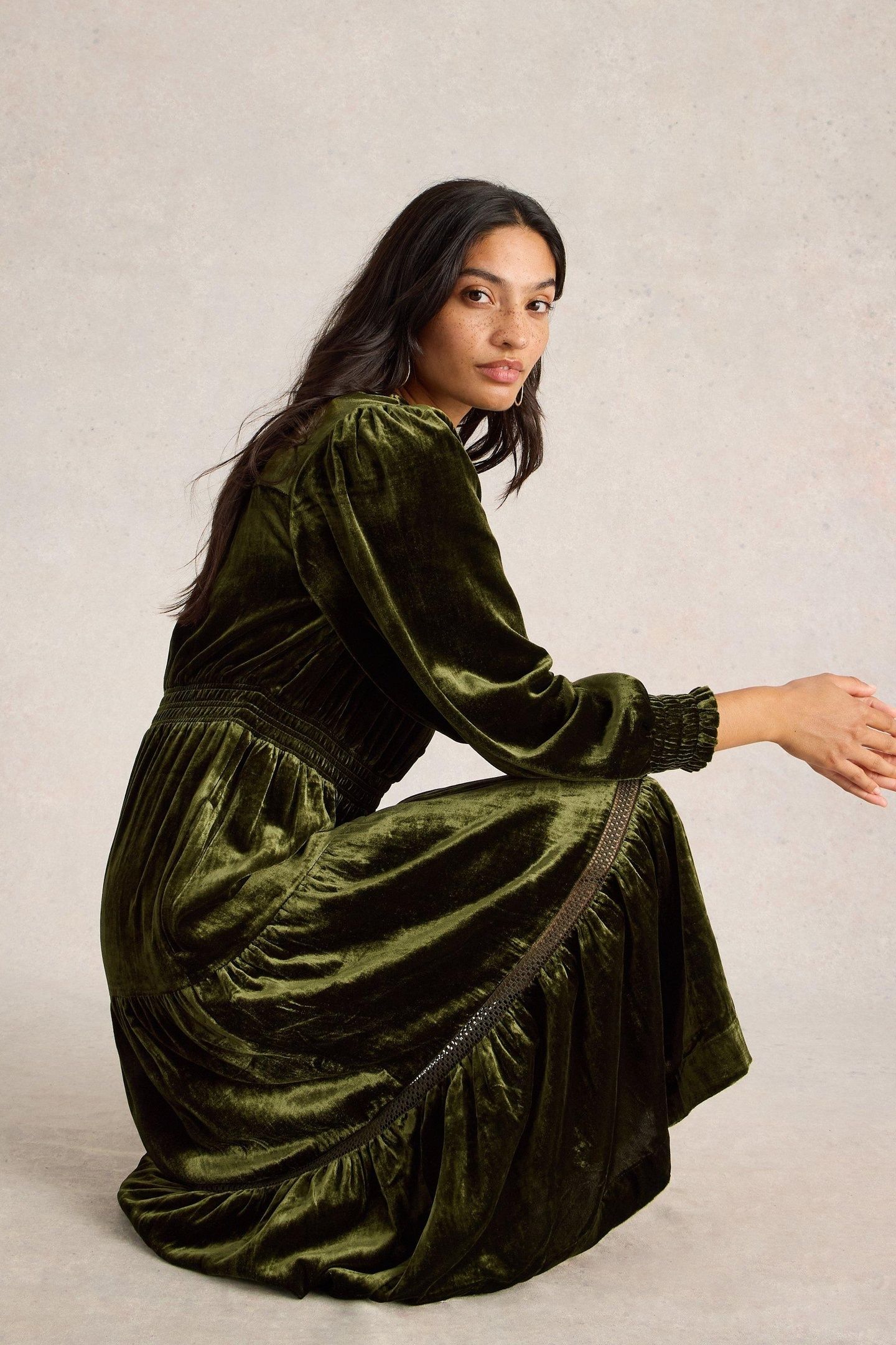 HARLEY VELVET DRESS KHAKI GREEN 6