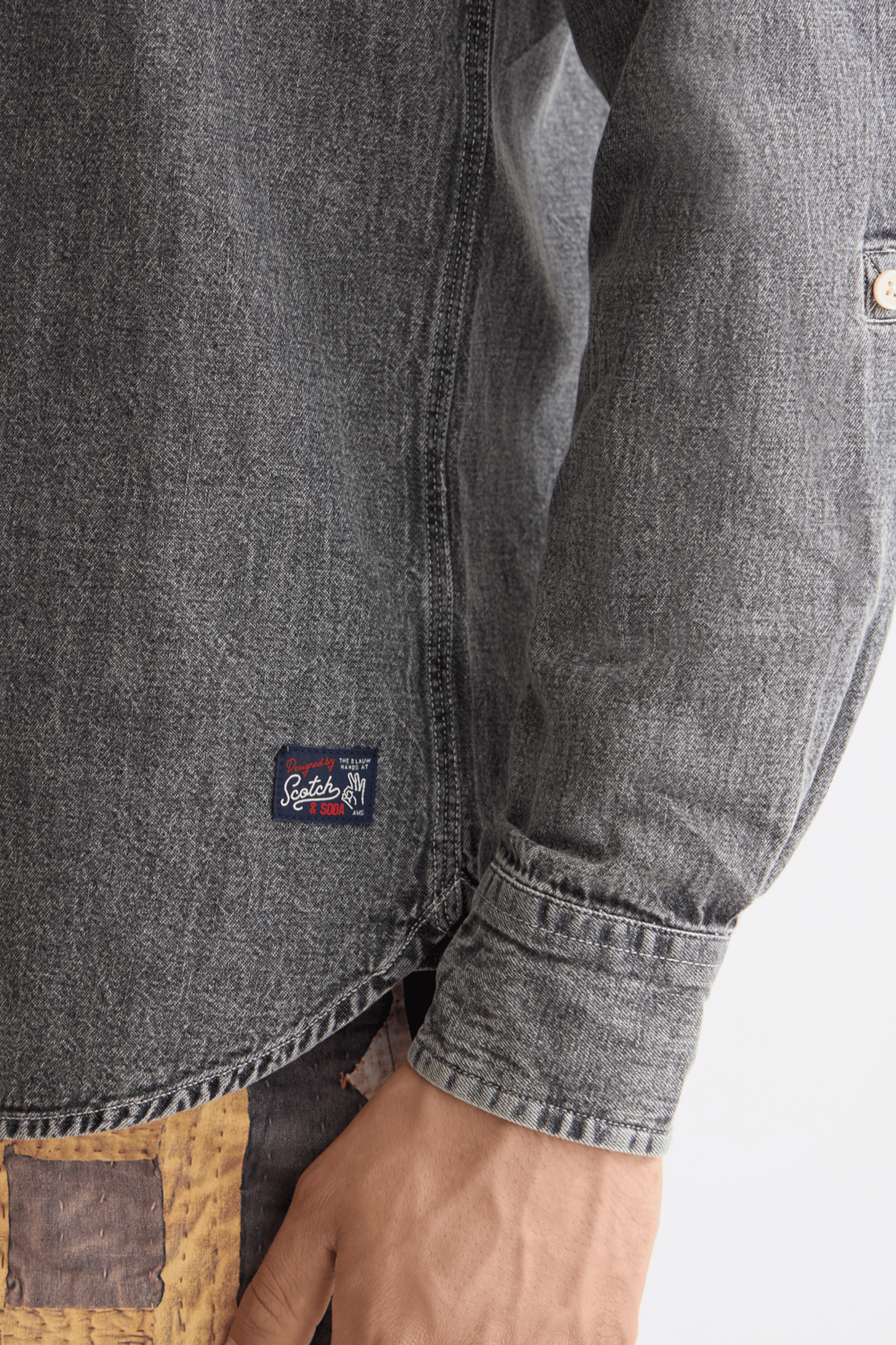 WASHED 1 POCKET BLACK DENIM SHIRT BLACK SPARK 6