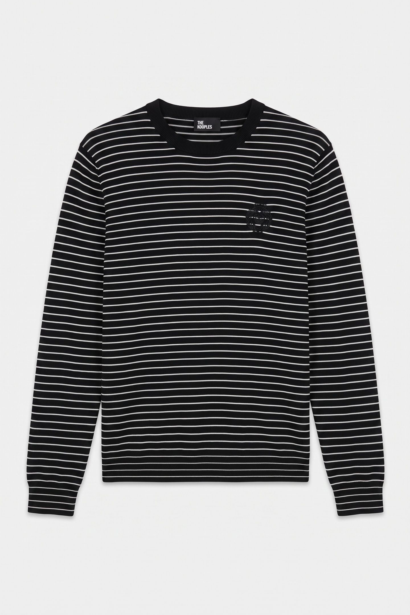 PULL COL ROND A RAYURES DETAIL BRODERIE BLACK / WHITE 3