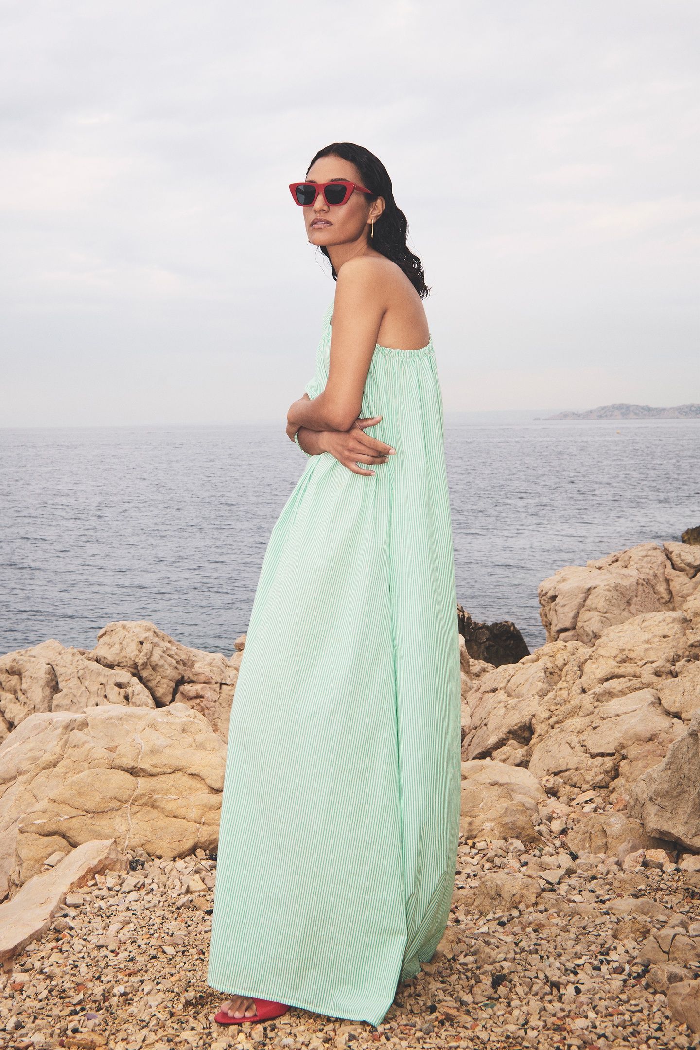 STELLA DRESS GREEN PIN STRIPE 7