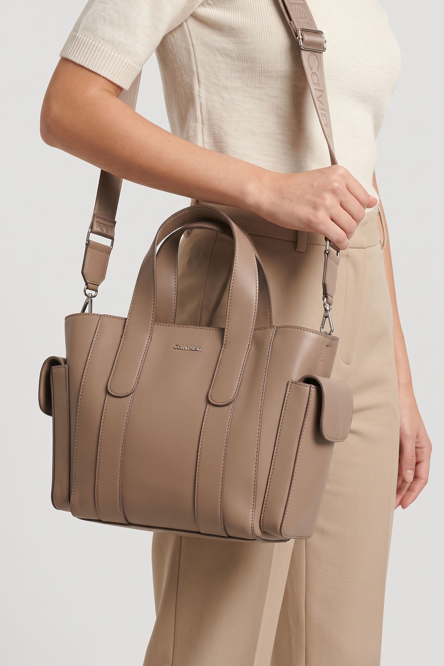 WEBBING STRAP SMALL TOTE DESERT TAUPE 1