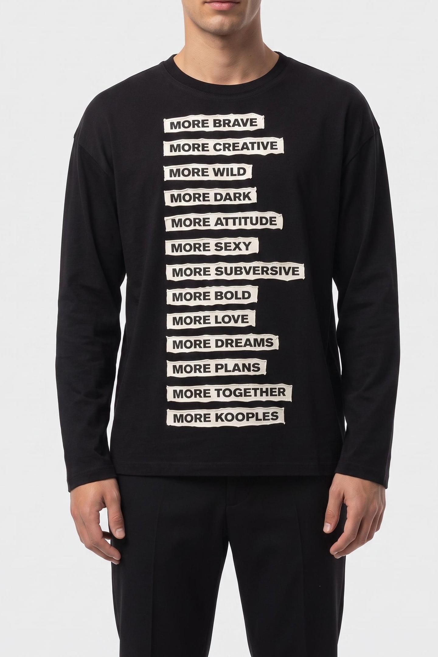 LONG-SLEEVED T-SHIRT WITH APPLIQUE PATCHES BLACK WASHED 2
