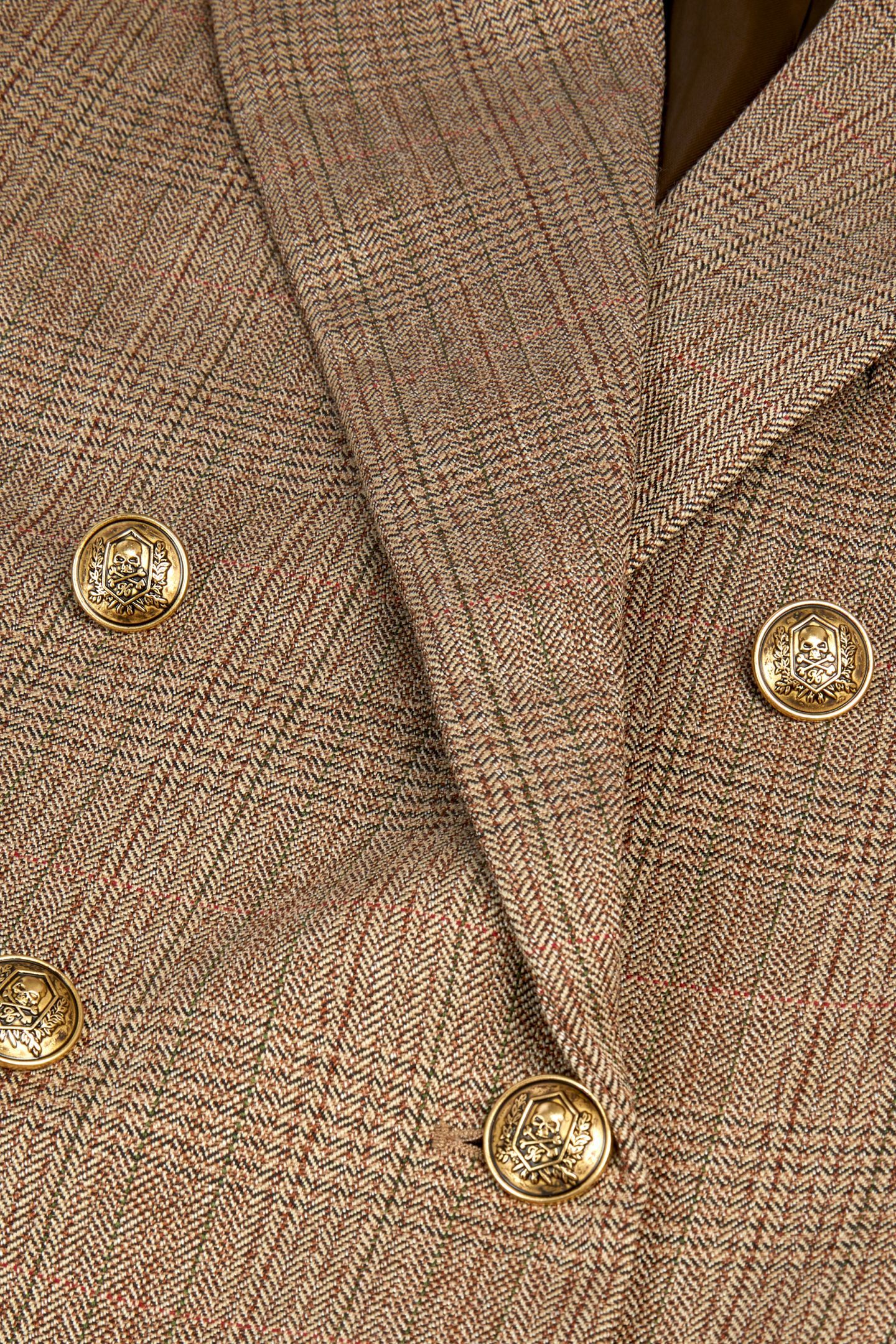 OVERSIZED 6-BUTTON FRONT CTOSUME JACKET BROWN CHEVRON 6