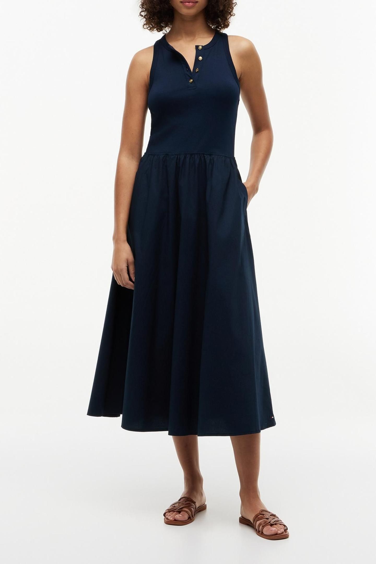 GOLD BTN POPLIN MIX DARK NIGHT NAVY 1