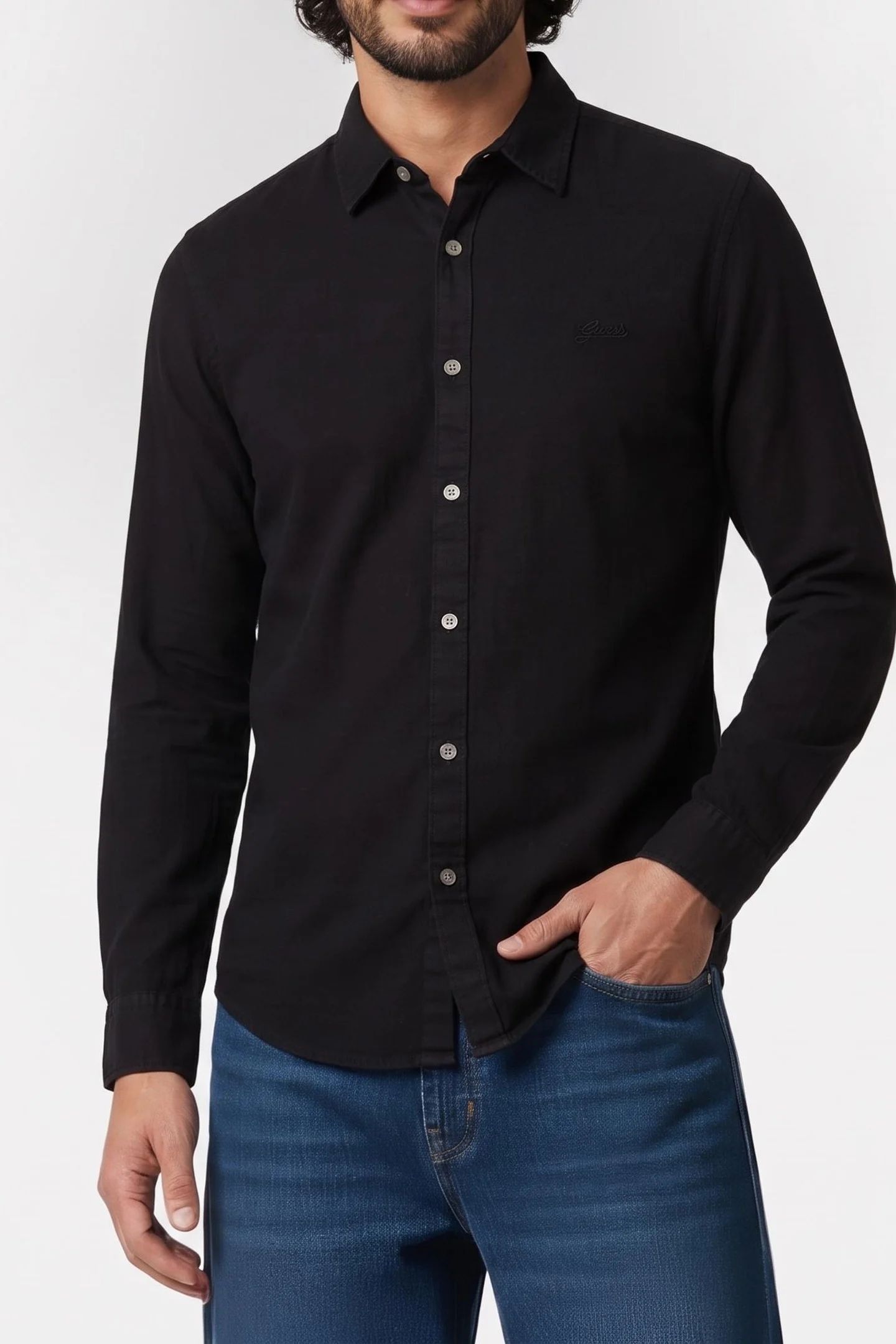 GUESS ECO LS SUNSET SHIRT JET BLACK A996 1
