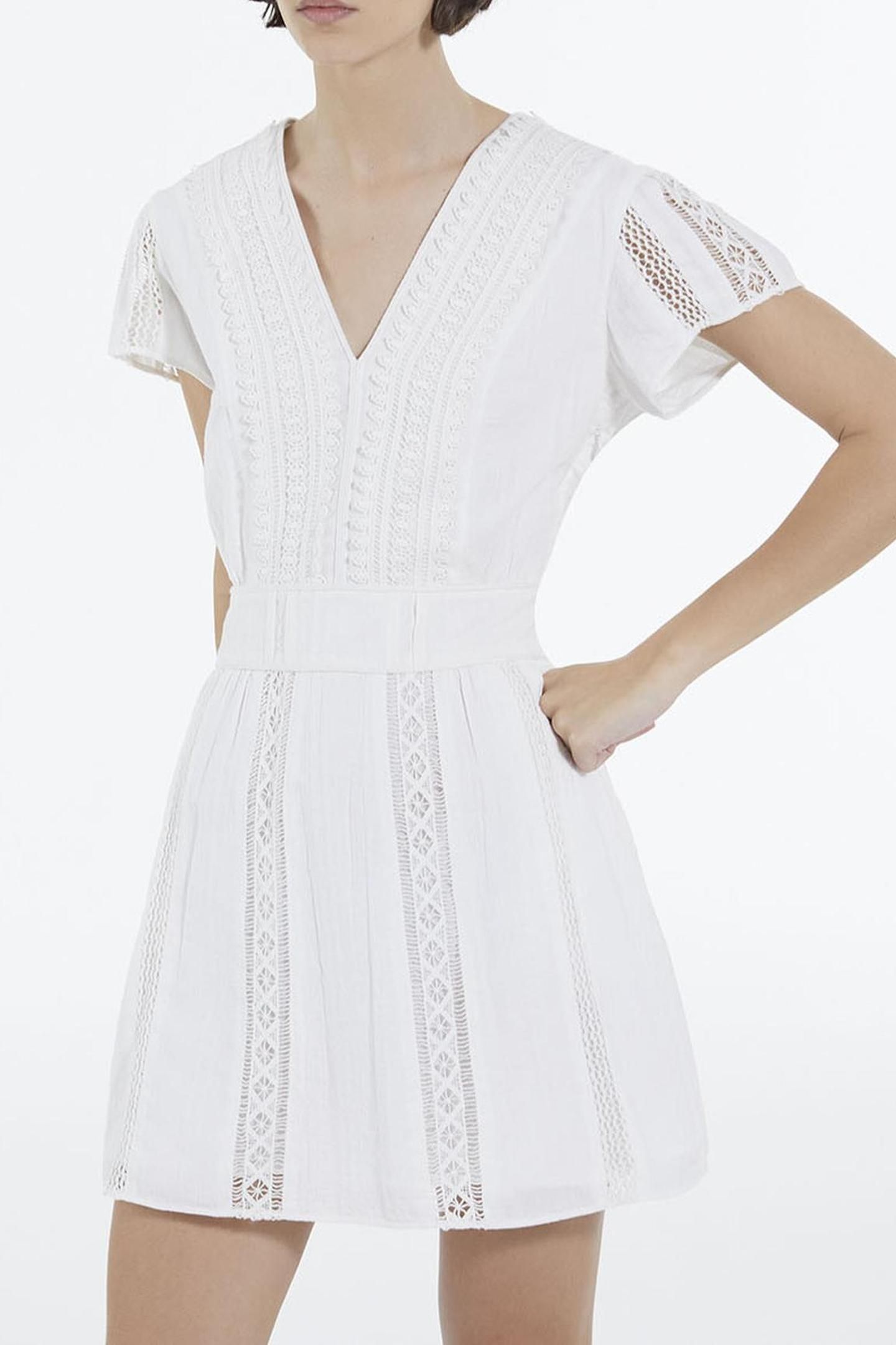 SHORT DRESS WITH FLIPPING SLEEVES OFF WHITE 1