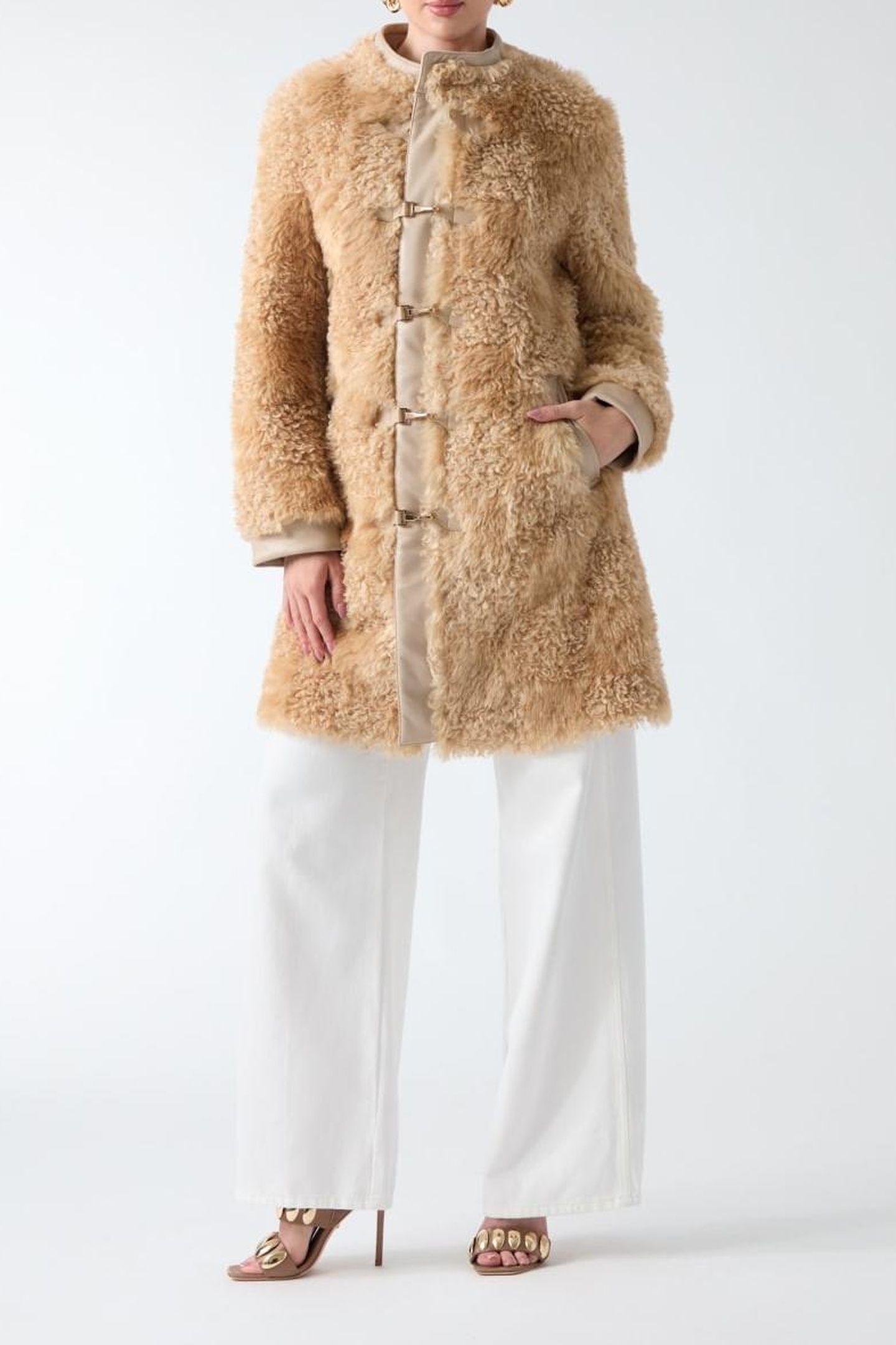 RACHEL FAUX FUR MIDI SAND GRAIN MULTI 1