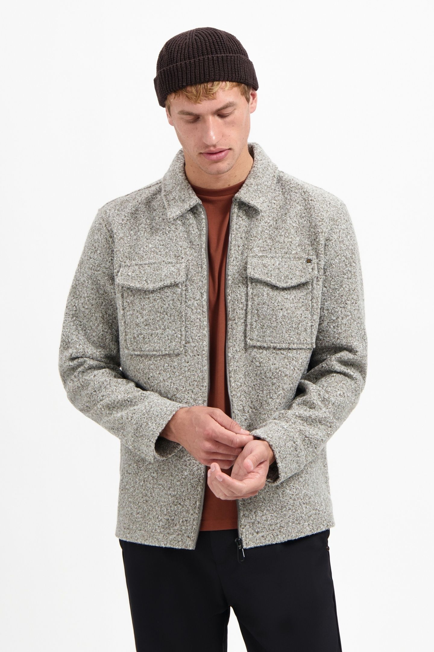 OVERSHIRT ZIPPER WOOL LOOK GREY MELANGE 3