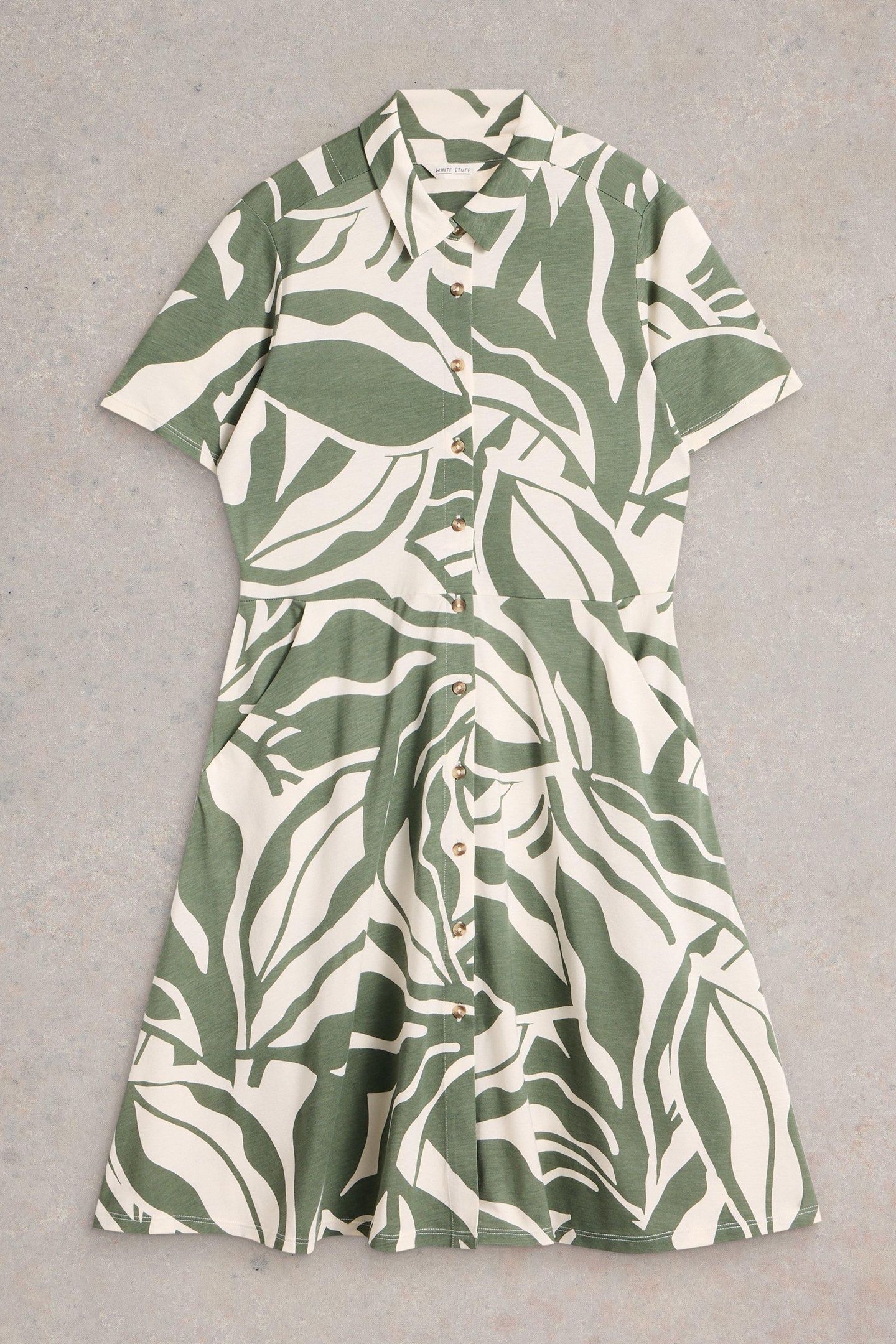 RIA JERSEY SHIRT DRESS GREEN PRINT 5