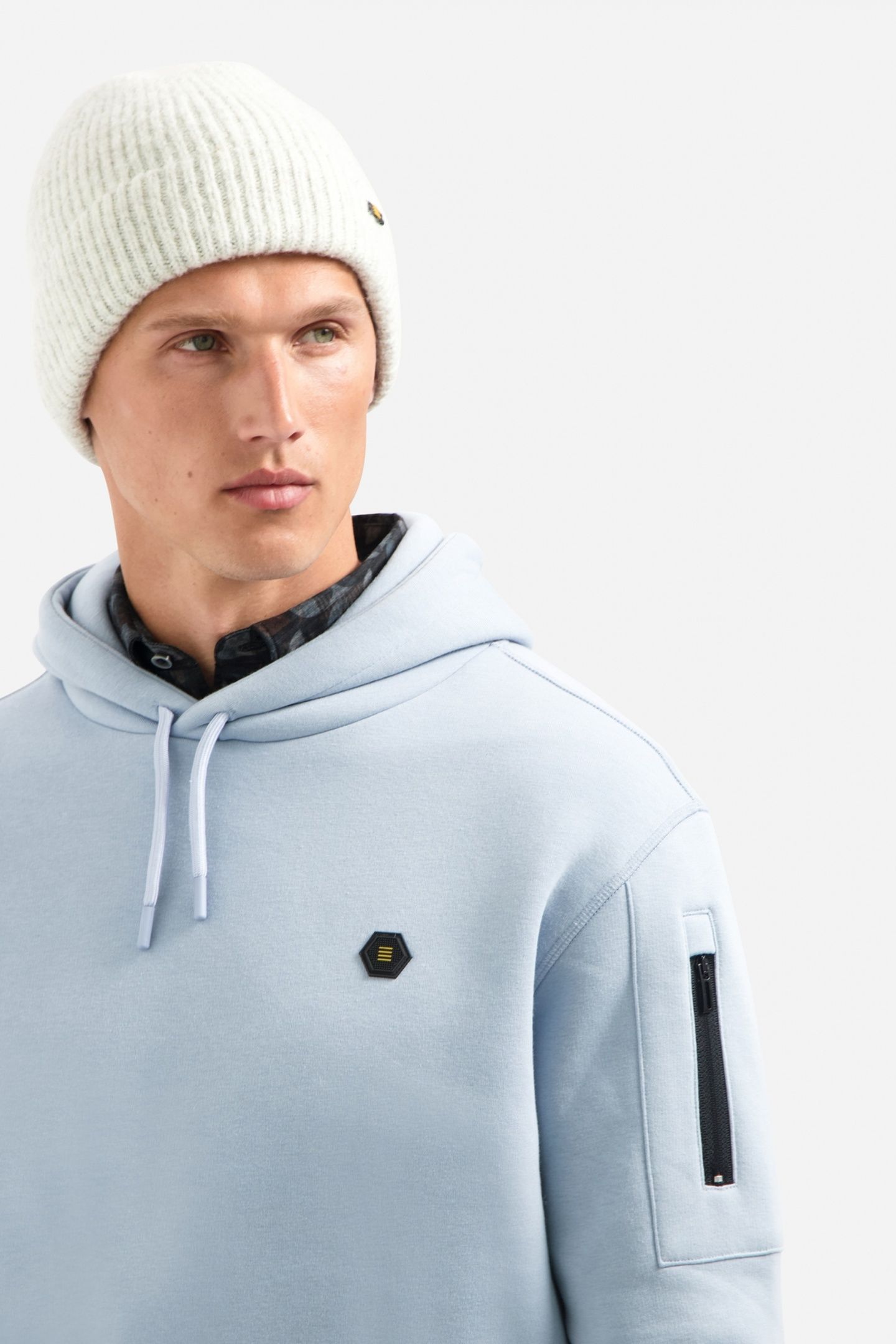 SWEATER HOODED BRUSHED DUSTY BLUE 7