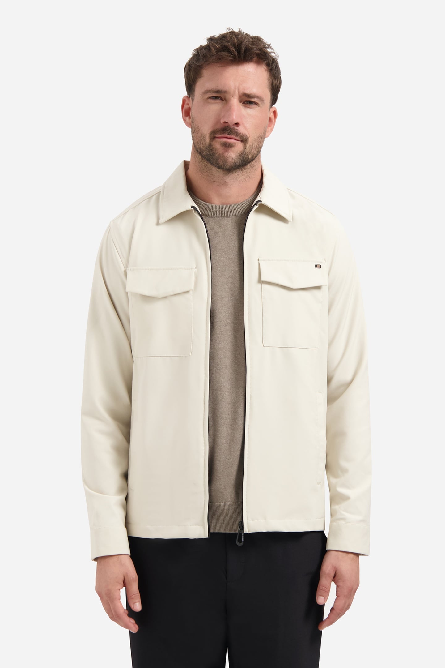 OVERSHIRT FULL ZIPPER STRETCH SEDOC STONE 1