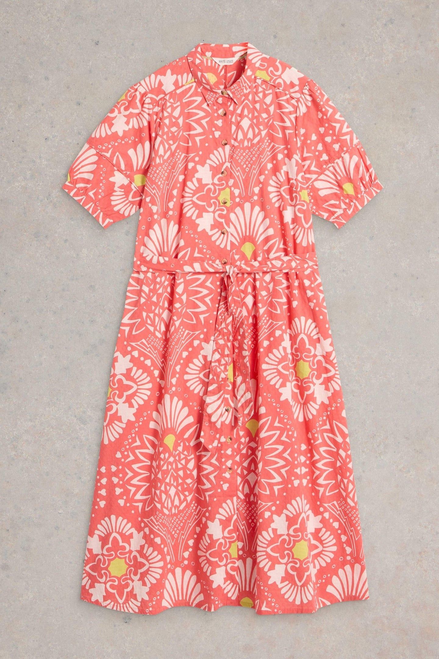 CHELSEA SHIRT DRESS CORAL PRINT 1