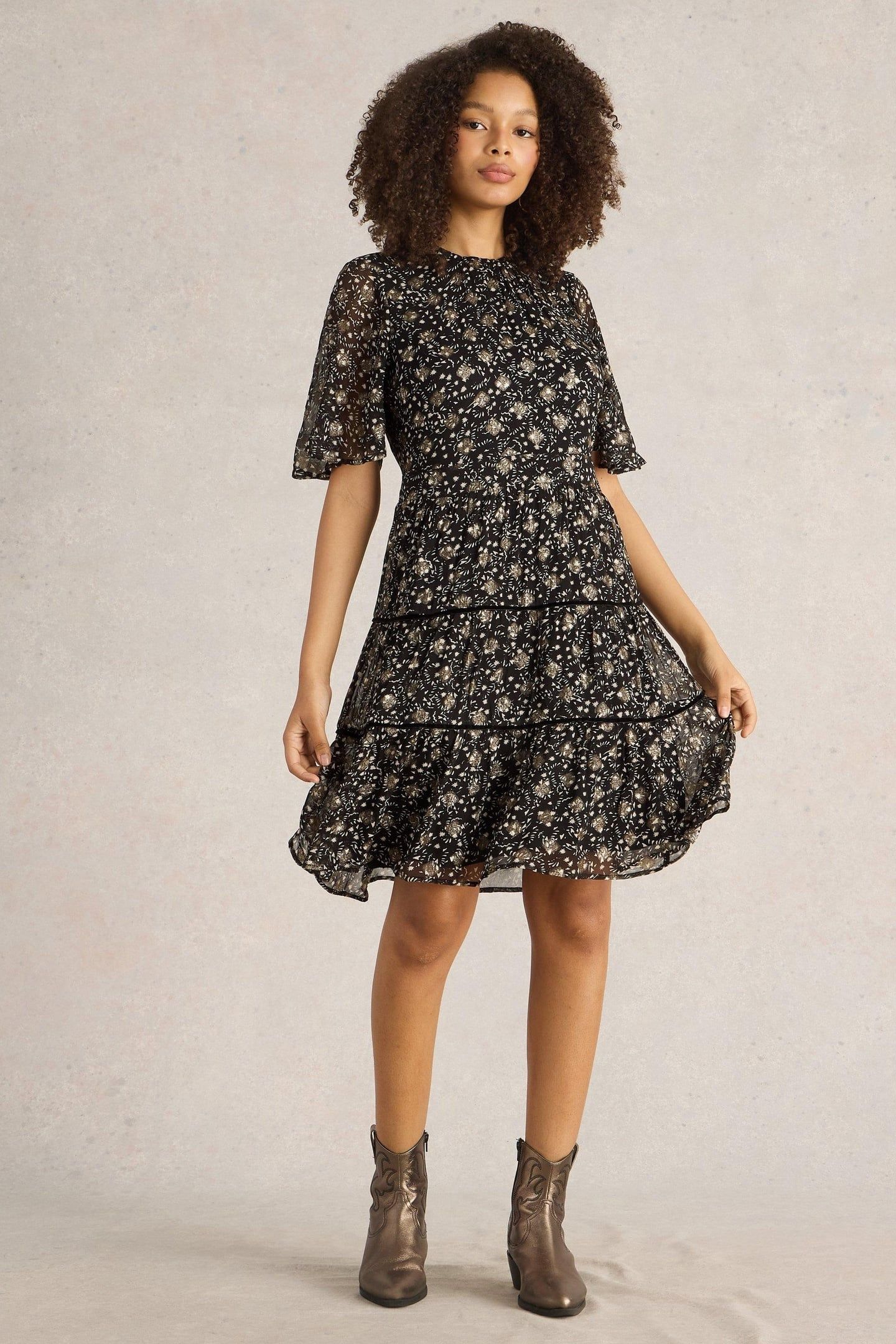 ERIN METALLIC DRESS BLACK MULTI 1