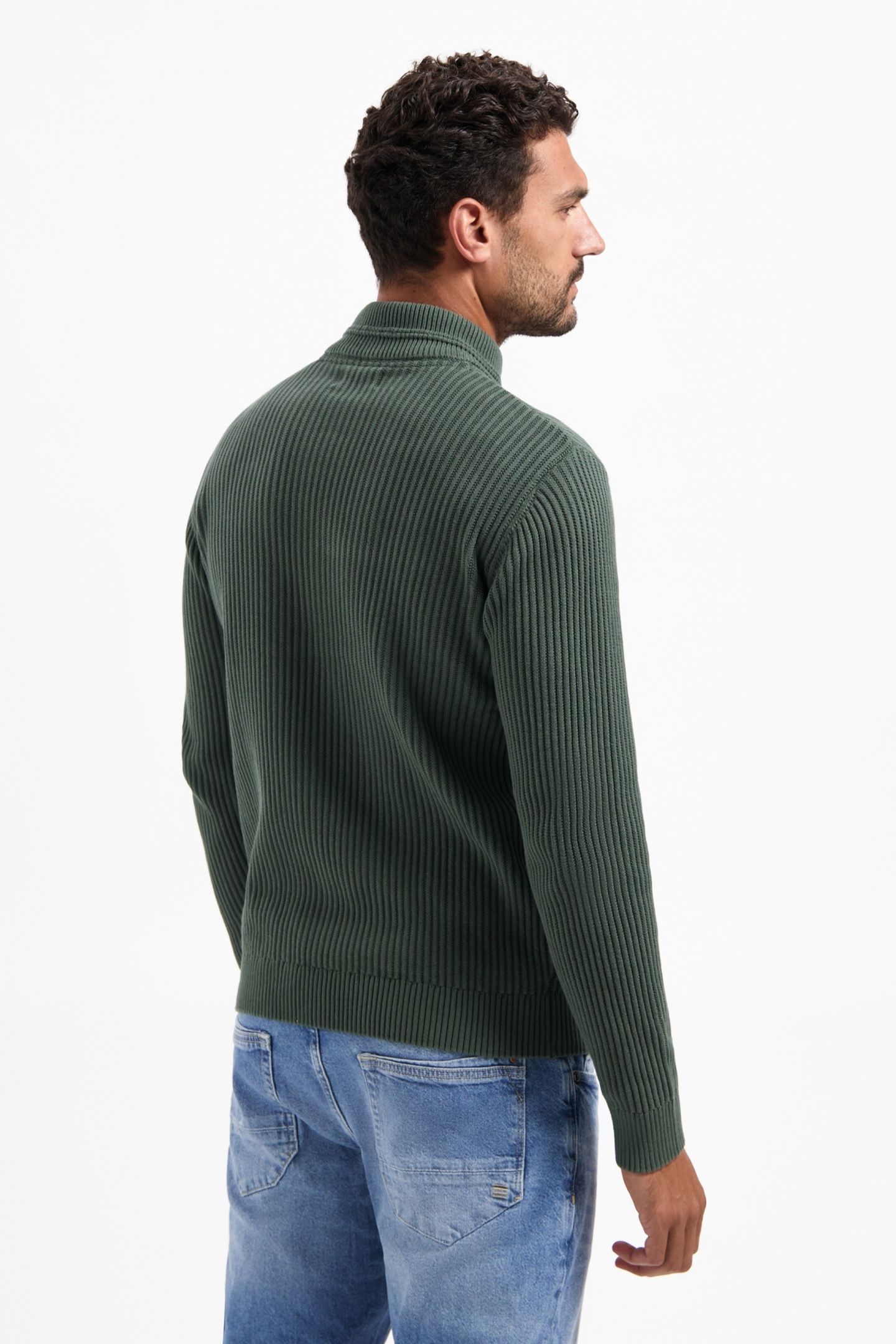 PULLOVER HALF ZIP RIB VARIATION DARK GREEN 3