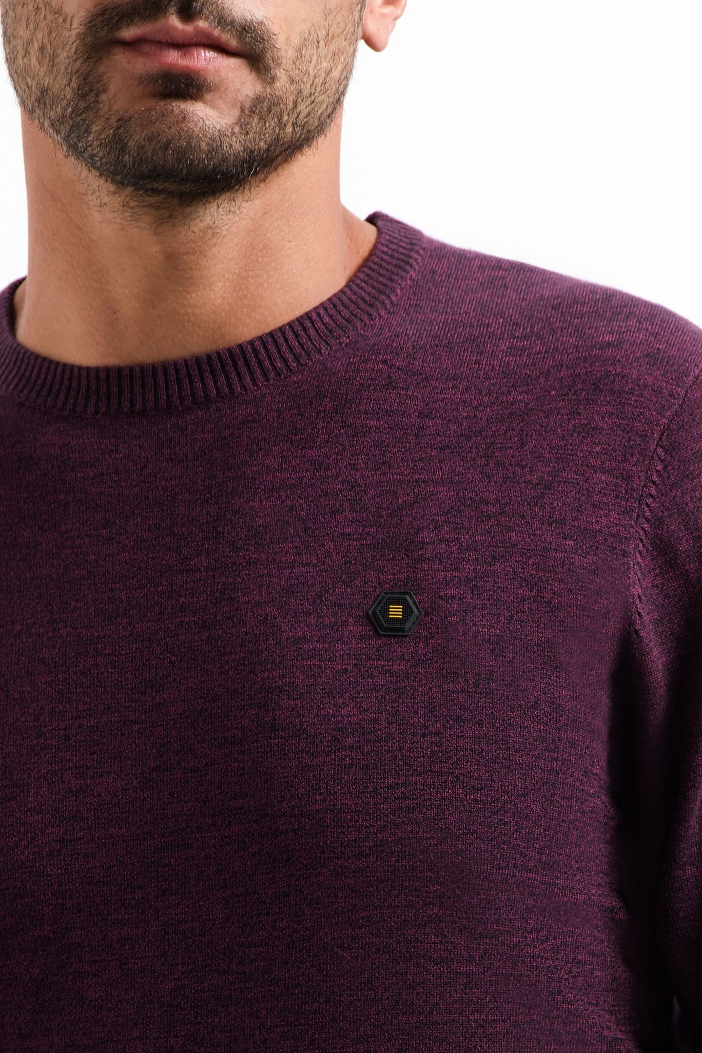 PULLOVER CREWNECK 2 COLOURED MELANGE DARK WINE 7