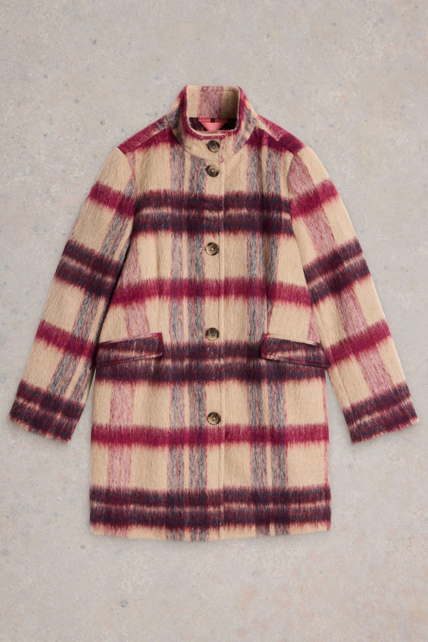 KARLA CHECK COAT PLUM MULTI 4