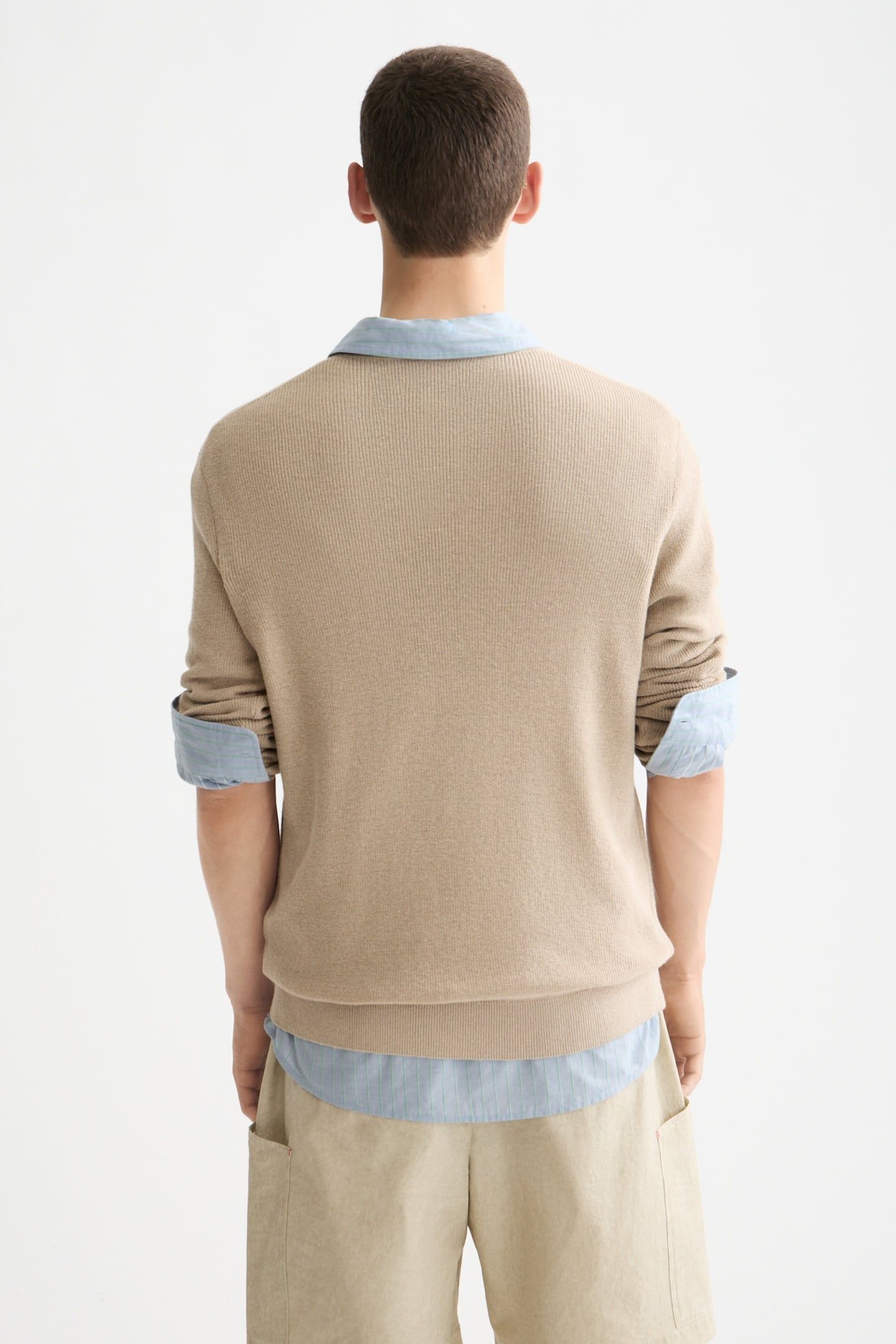 LINNEN BLEND CREW NECK PLAZA TAUPE 3
