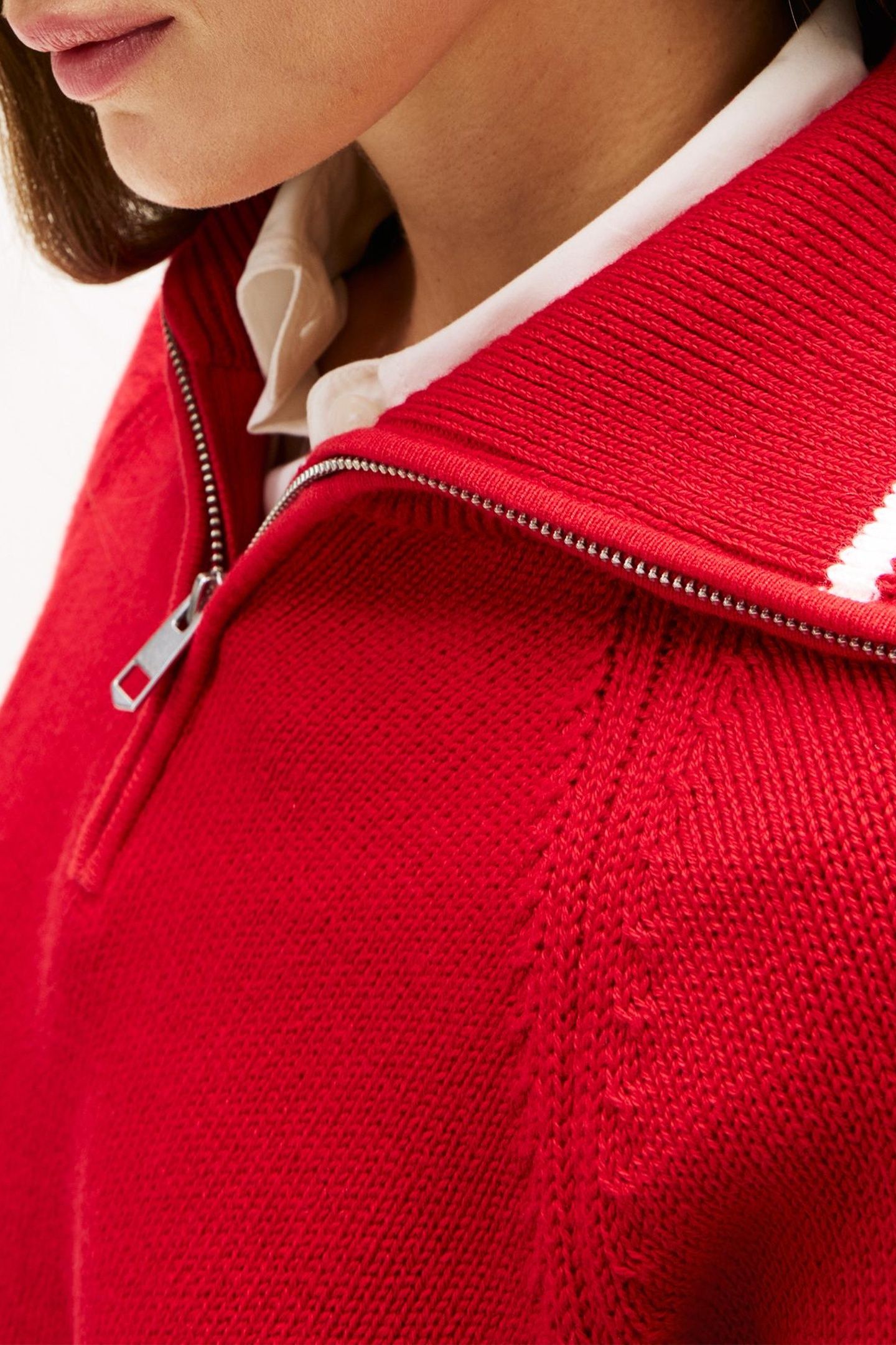 VARSITY RELAXED 1/2 ZIP MEDIUM RED 3