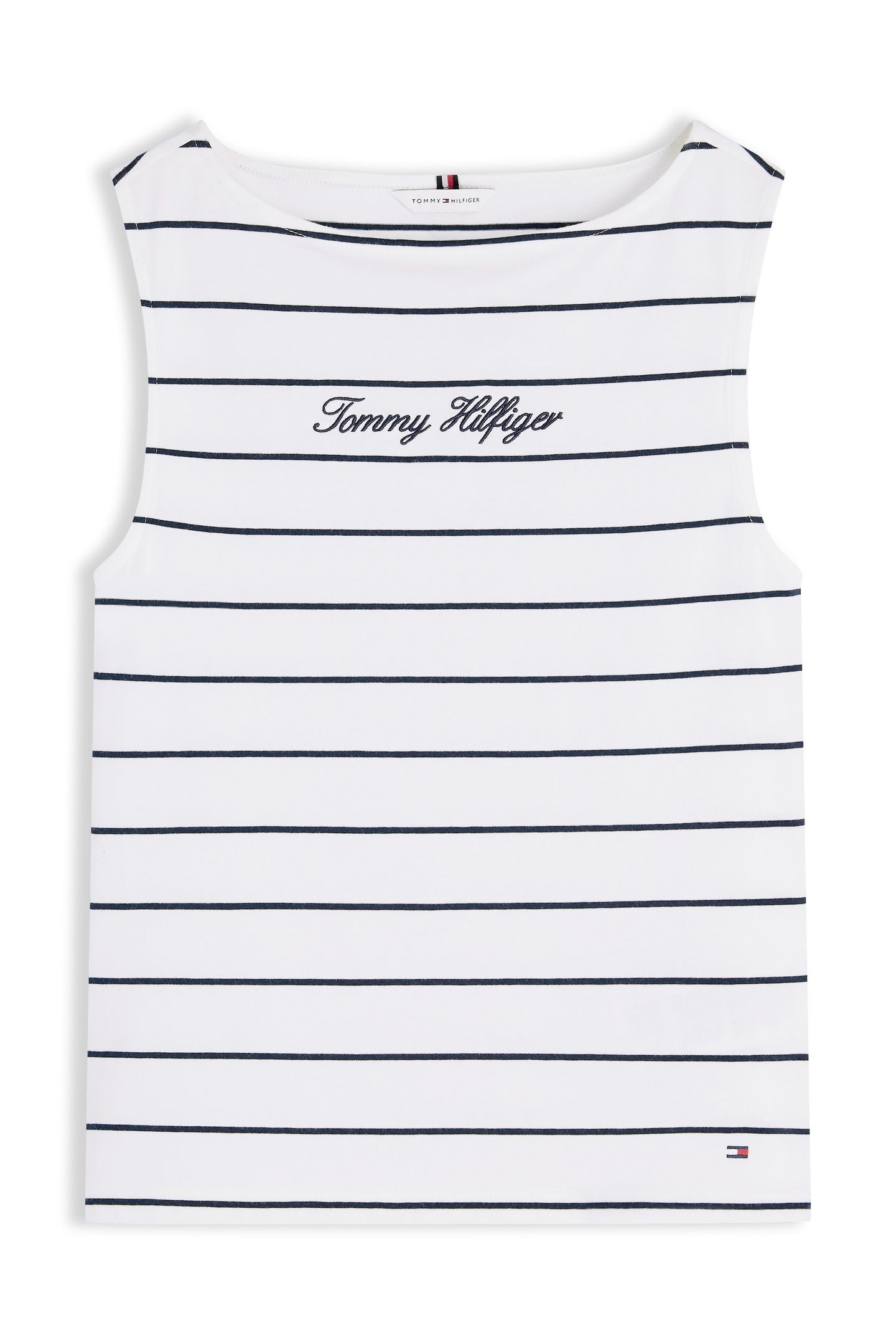 SLIM BOAT NECK TANK TOP FINE ECRU/DARK NIGHT NAVY 4